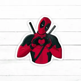 Deadpool Heart Sticker | Waterproof Vinyl Decal | 3in