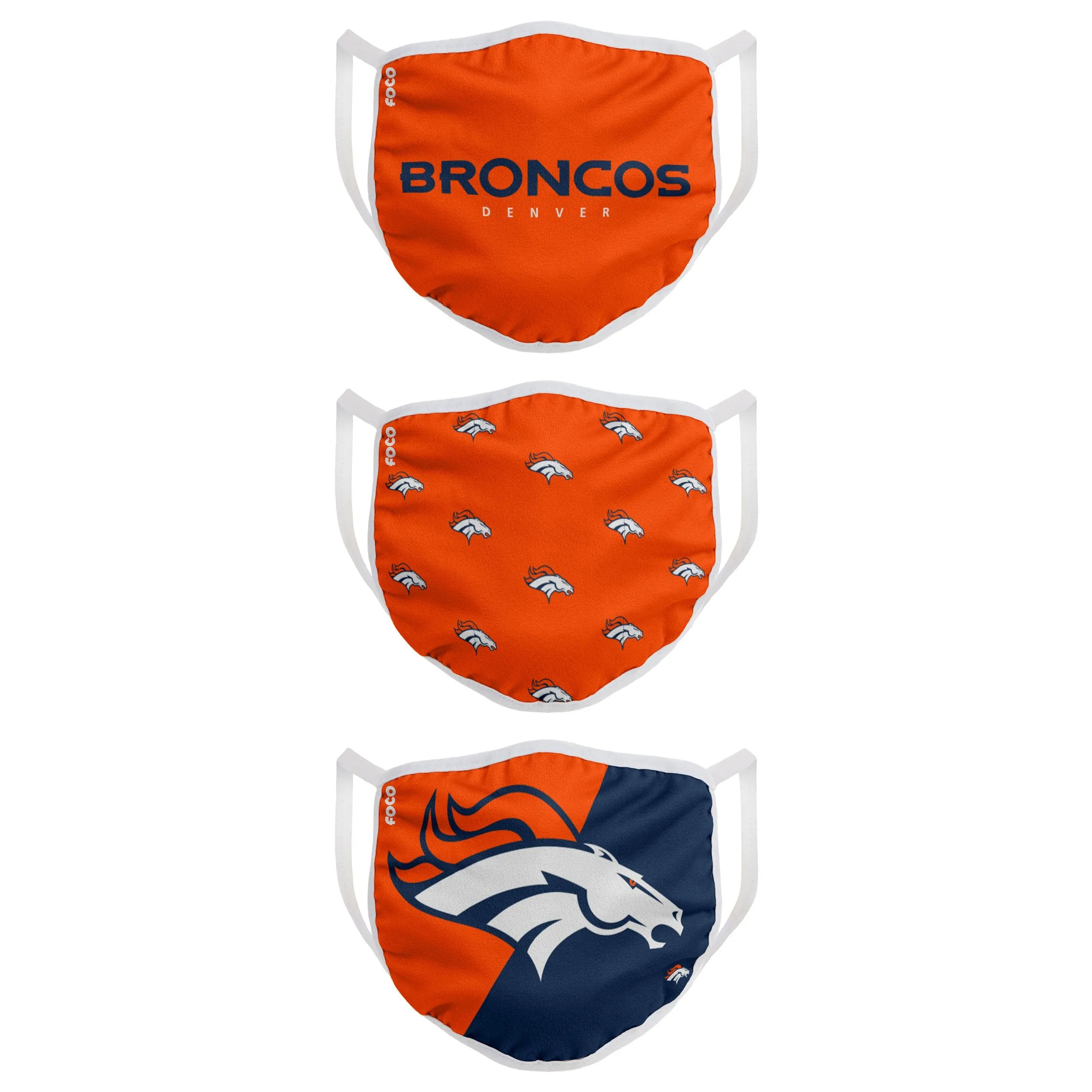 Denver Broncos NFL 3 Pack Face Cover