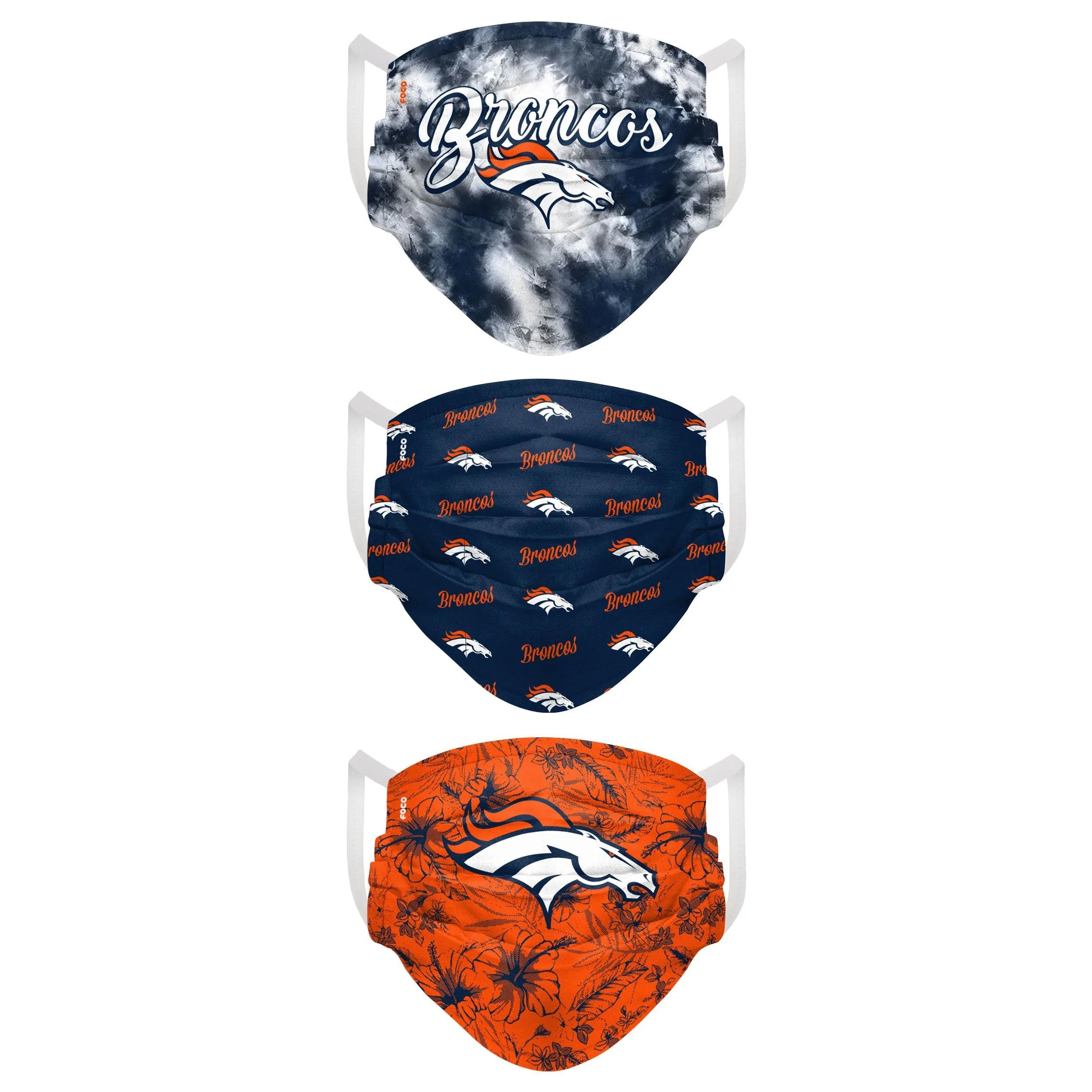 Denver Broncos NFL Womens Matchday 3 Pack Face Cover