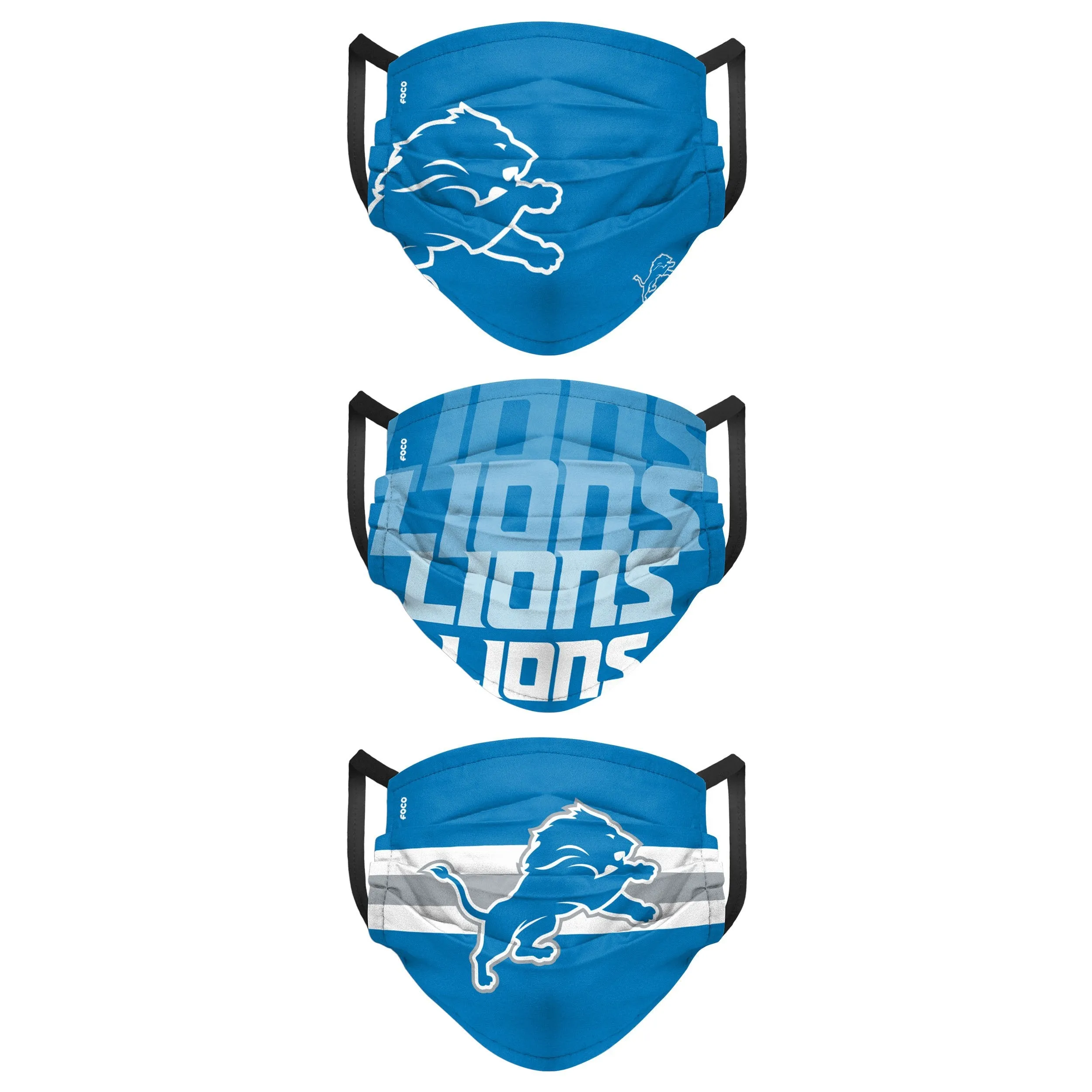 Detroit Lions NFL Mens Matchday 3 Pack Face Cover