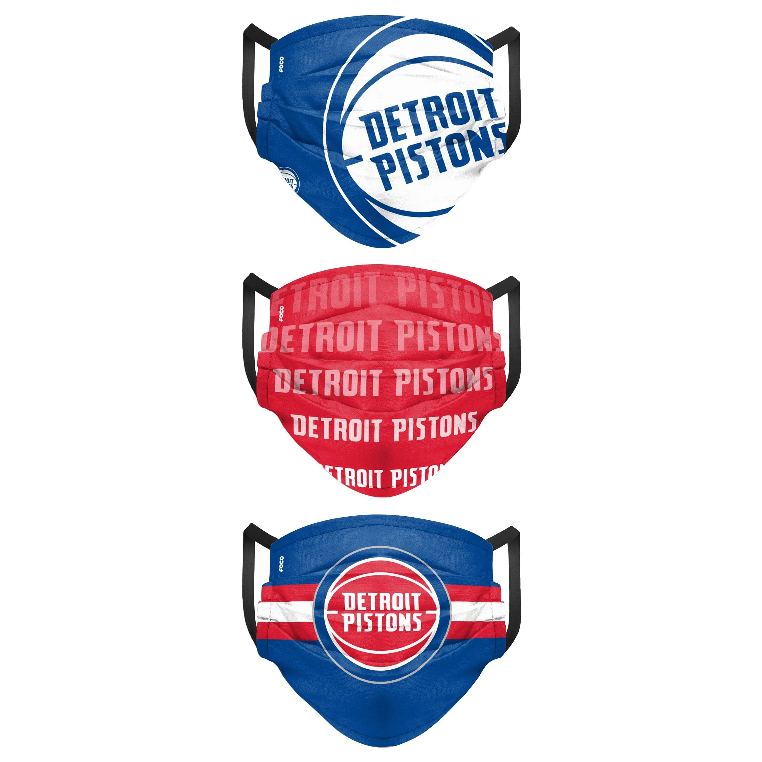 Detroit Pistons NBA Mens Matchday 3 Pack Face Cover
