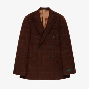 Double-Breasted Windowpane Suit Jacket