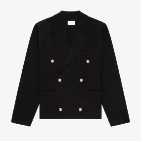 Double-Breasted Wool Knit Blazer