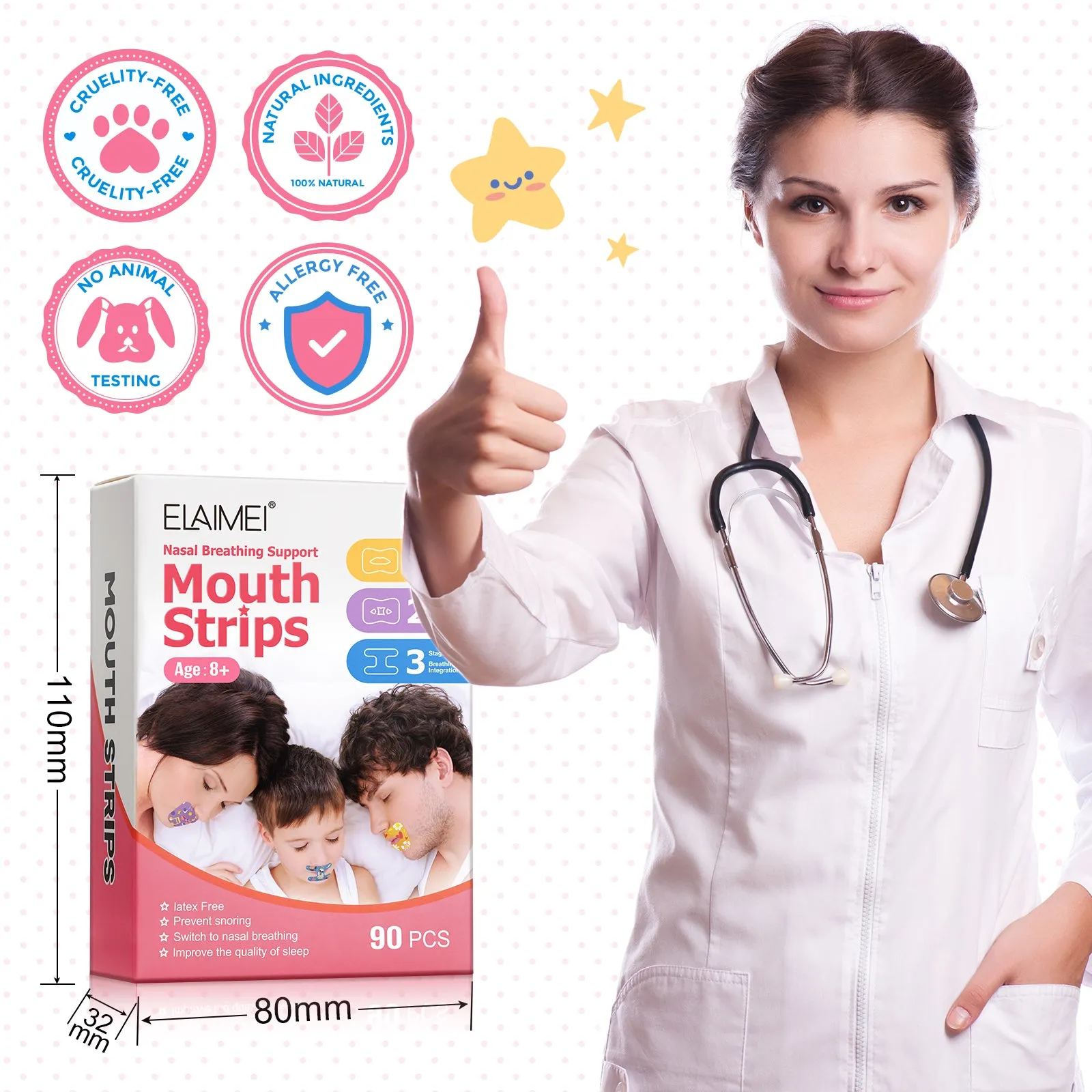 Elaimei Sleep Mouth Strips 90 Pcs