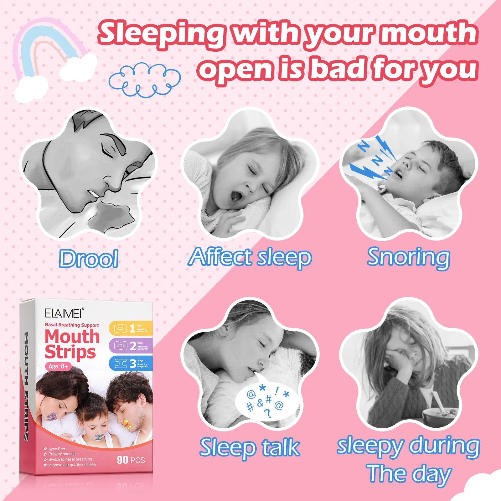 Elaimei Sleep Mouth Strips 90 Pcs