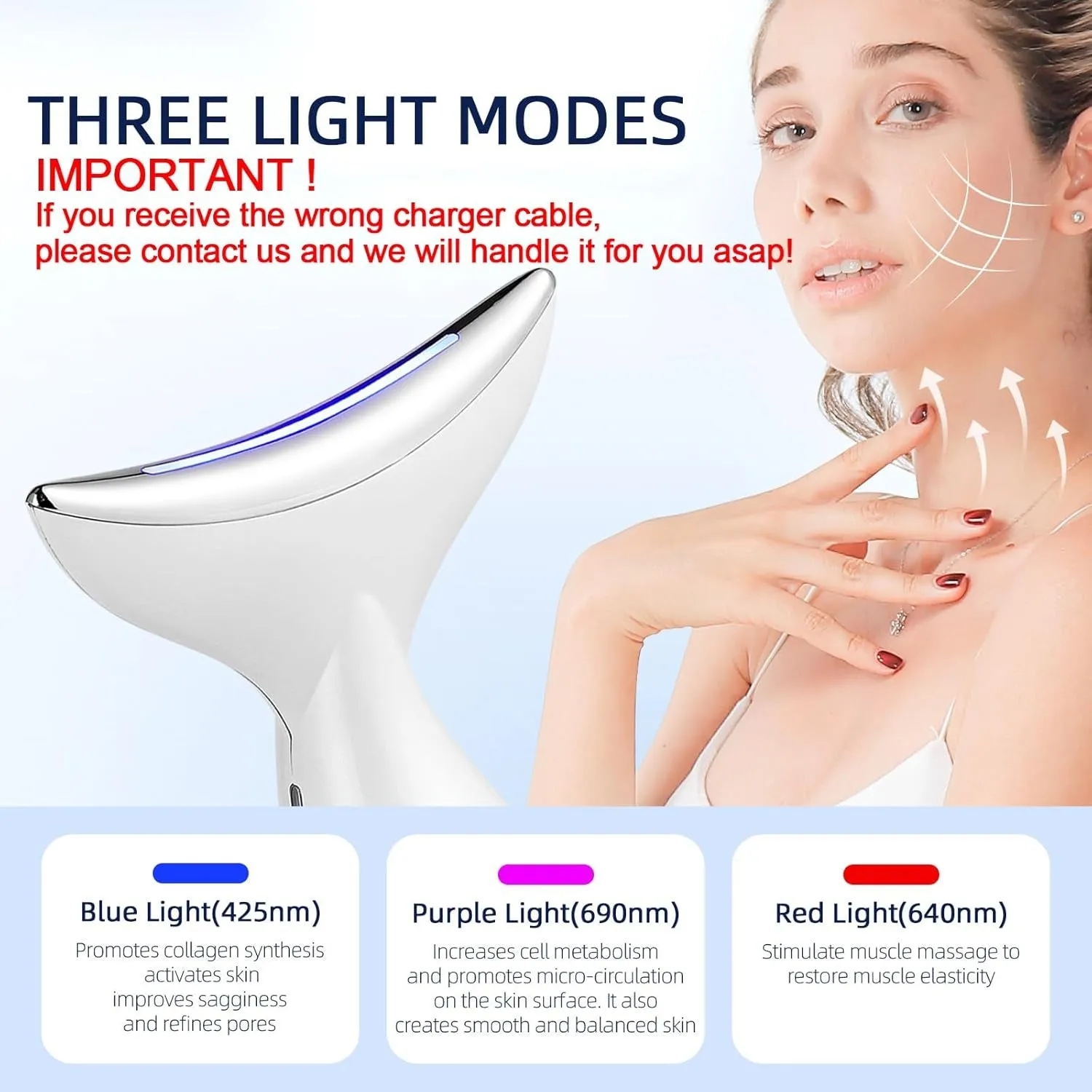 Face Massager Red Light Therapy Wand 3 Modes Microcurrent Face Lift Device Neck Wrinkle Remove Anti-Aging Led Photon Therapy SkinTightening Machine… (Dolphin Shape)
