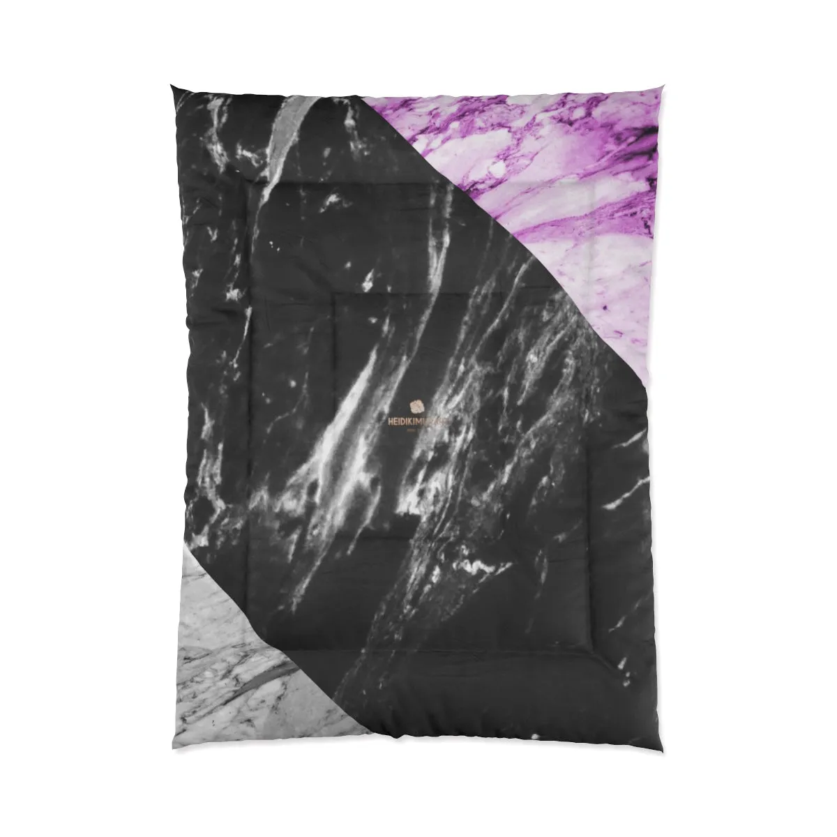 Gray Marble Comforter, Pink Marble Print Comforter For King/Queen/Full/Twin-Made in USA