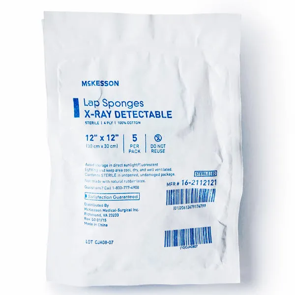 Laparotomy Sponge Surgical X-Ray Detectable Cotton, Sterile (5-Pack)