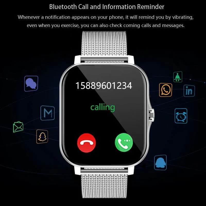 LIGE Women Men Bluetooth Smart Watch For IOS Android