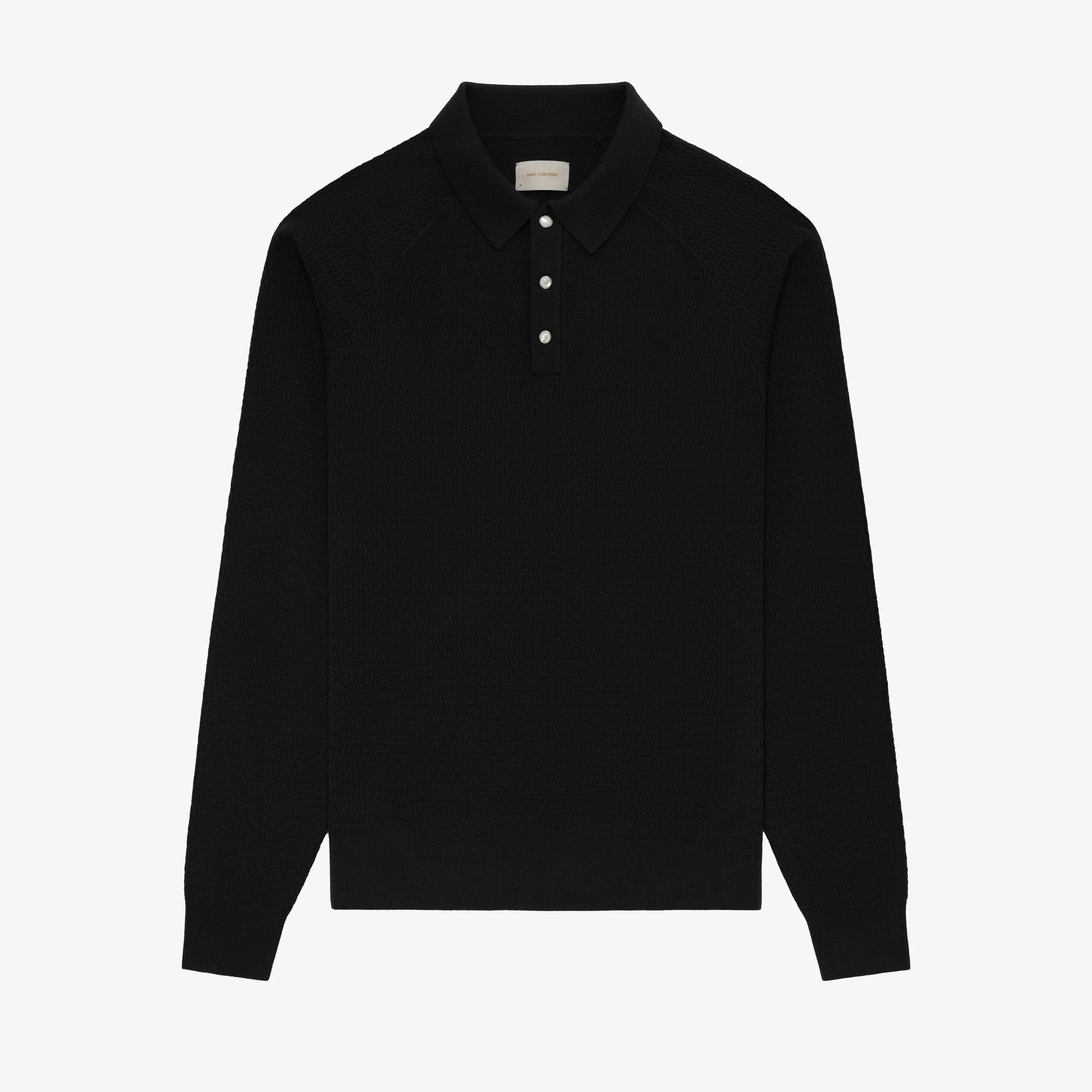 Long-Sleeve Pearl Button Polo