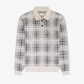 Long-Sleeve Shadow Plaid Polo