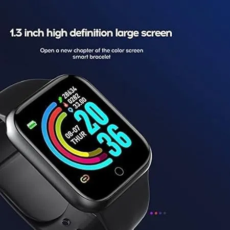 m i Smart Watch for Men & Women - D20/Y68 Latest Bluetooth Phone Watch 1.3" LED with Daily Activity Tracker, Heart Rate Sensor, BP Monitor, Sports Watch - Black (Charger Not Included)