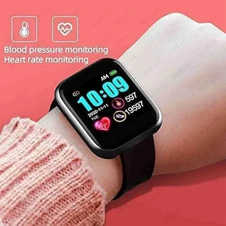 m i Smart Watch for Men & Women - D20/Y68 Latest Bluetooth Phone Watch 1.3" LED with Daily Activity Tracker, Heart Rate Sensor, BP Monitor, Sports Watch - Black (Charger Not Included)