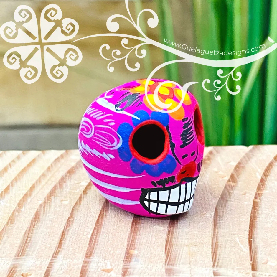 Mini Hand Painted Multicolor Sugar Skull  - Calaverita Guerrero