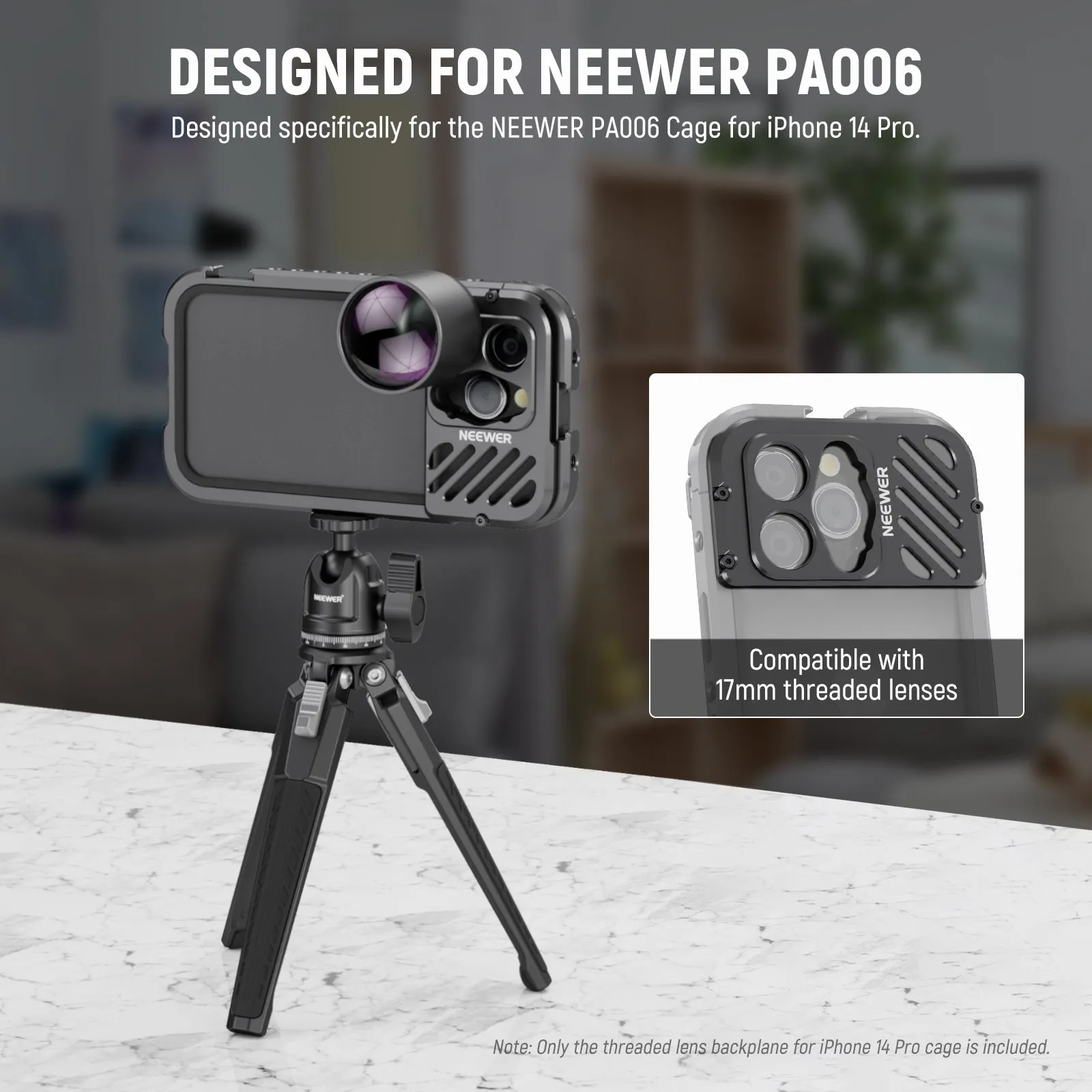 NEEWER PA018 Lens Backplate For iPhone 14 Pro Phone Cage