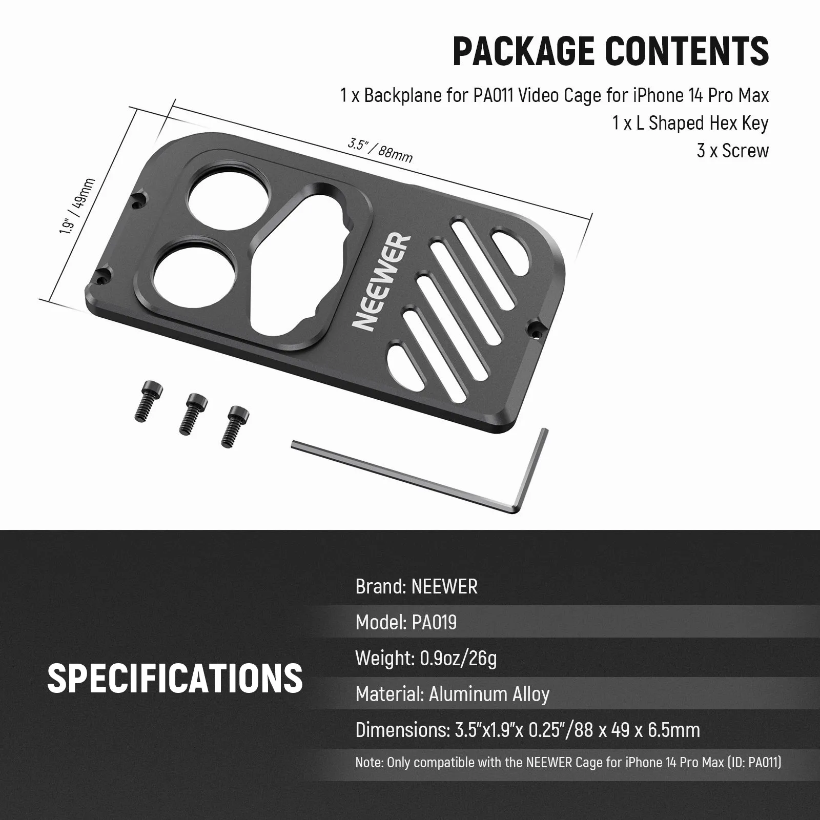 NEEWER PA019 Lens Backplate For iPhone 14 ProMax