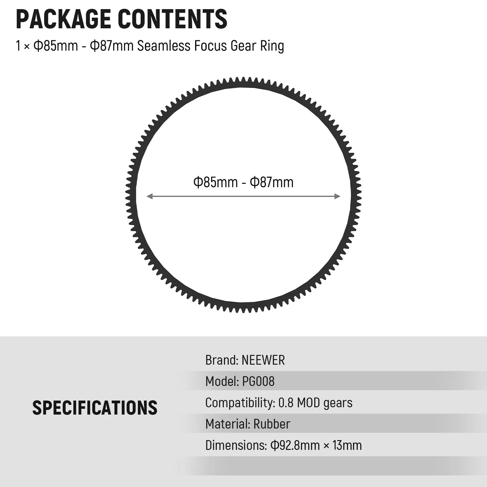 NEEWER PG008 0.8 MOD Seamless Follow Focus Gear Ring