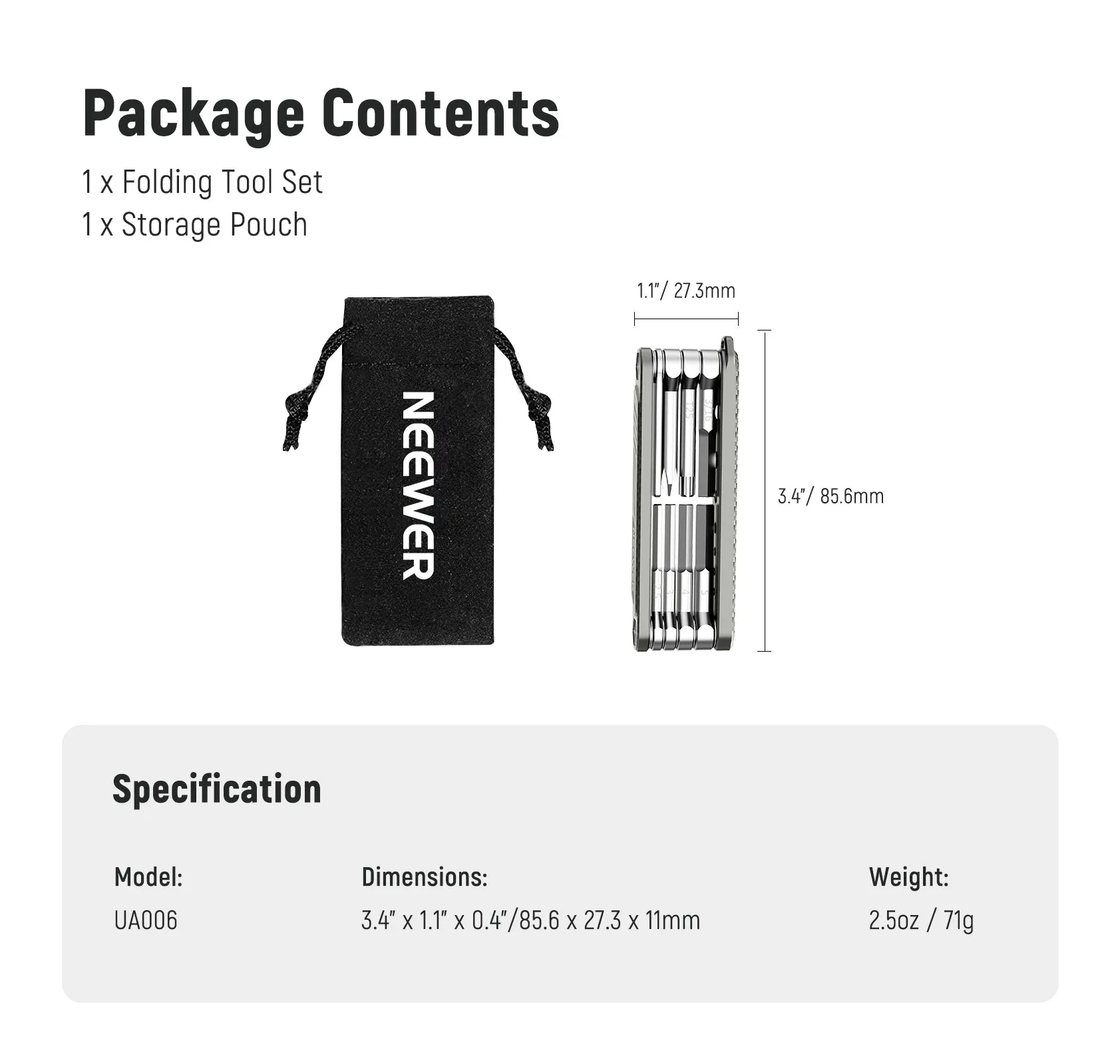 NEEWER UA006 8 in 1 Folding Screwdrivers Tool Set