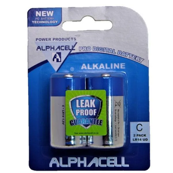 Pack of 3 Alphacell Pro Alkaline Digital Batteries - Size C 2pc