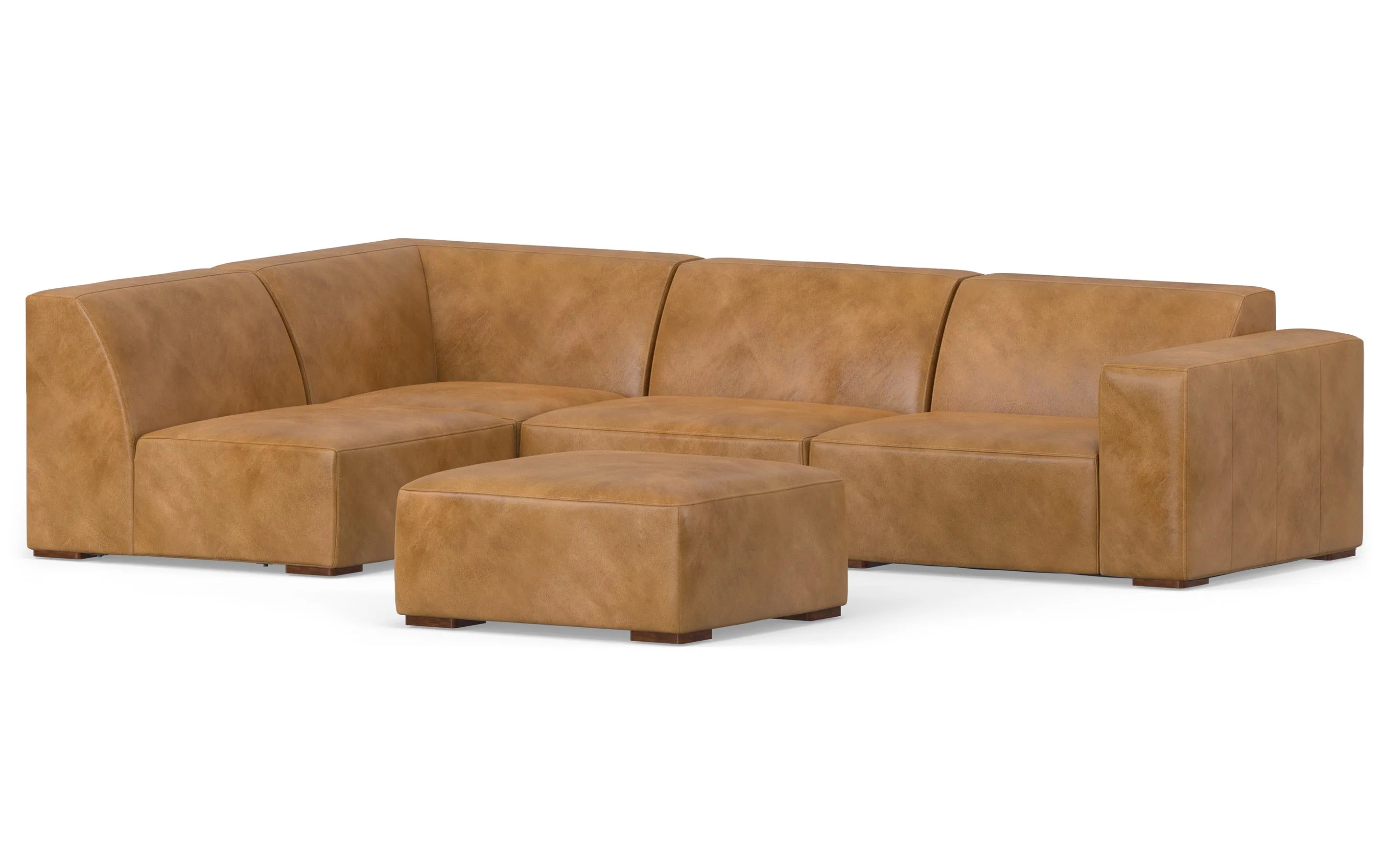 Rex Left Sectional and Ottoman in Genuine Leather