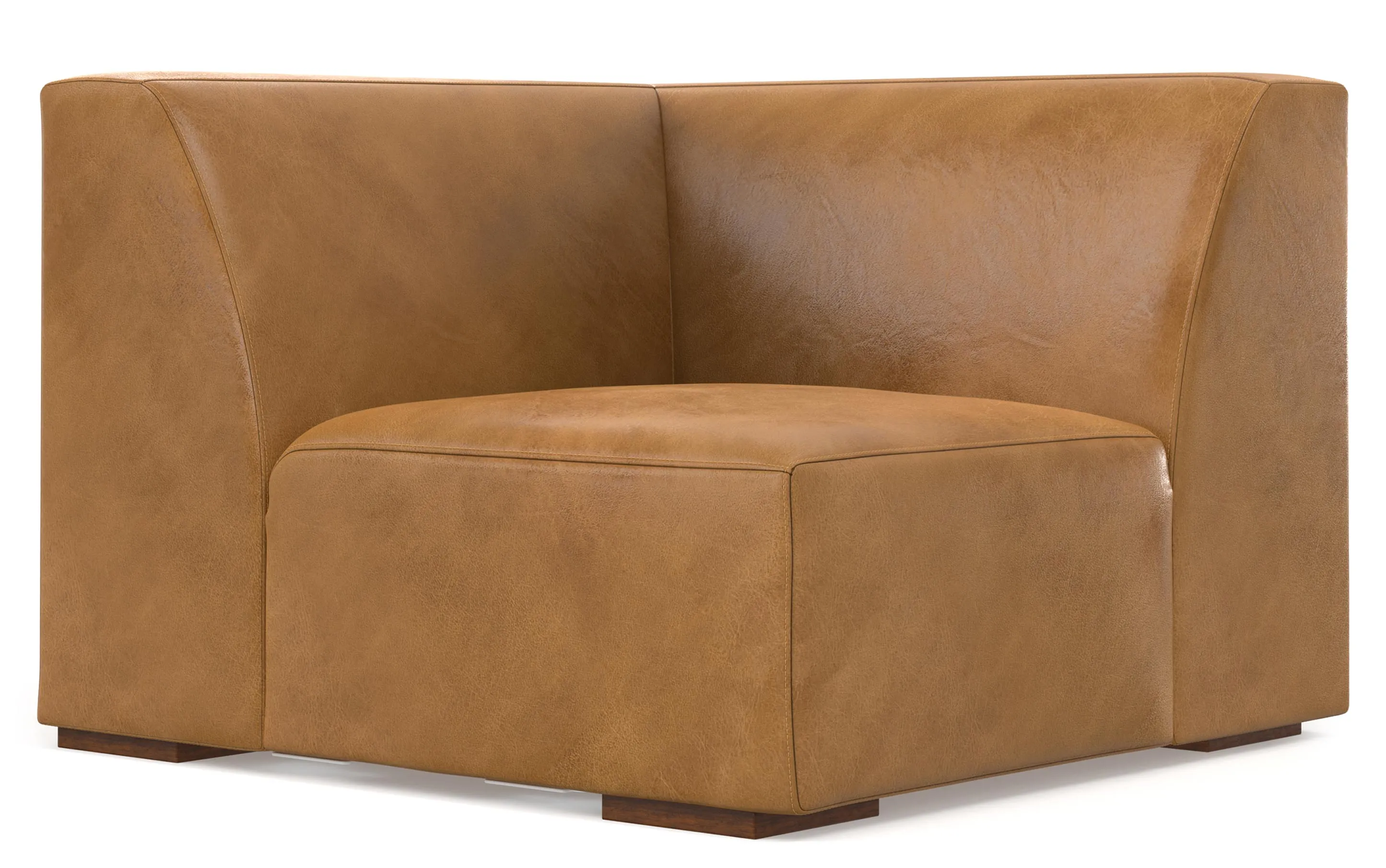 Rex Left Sectional and Ottoman in Genuine Leather