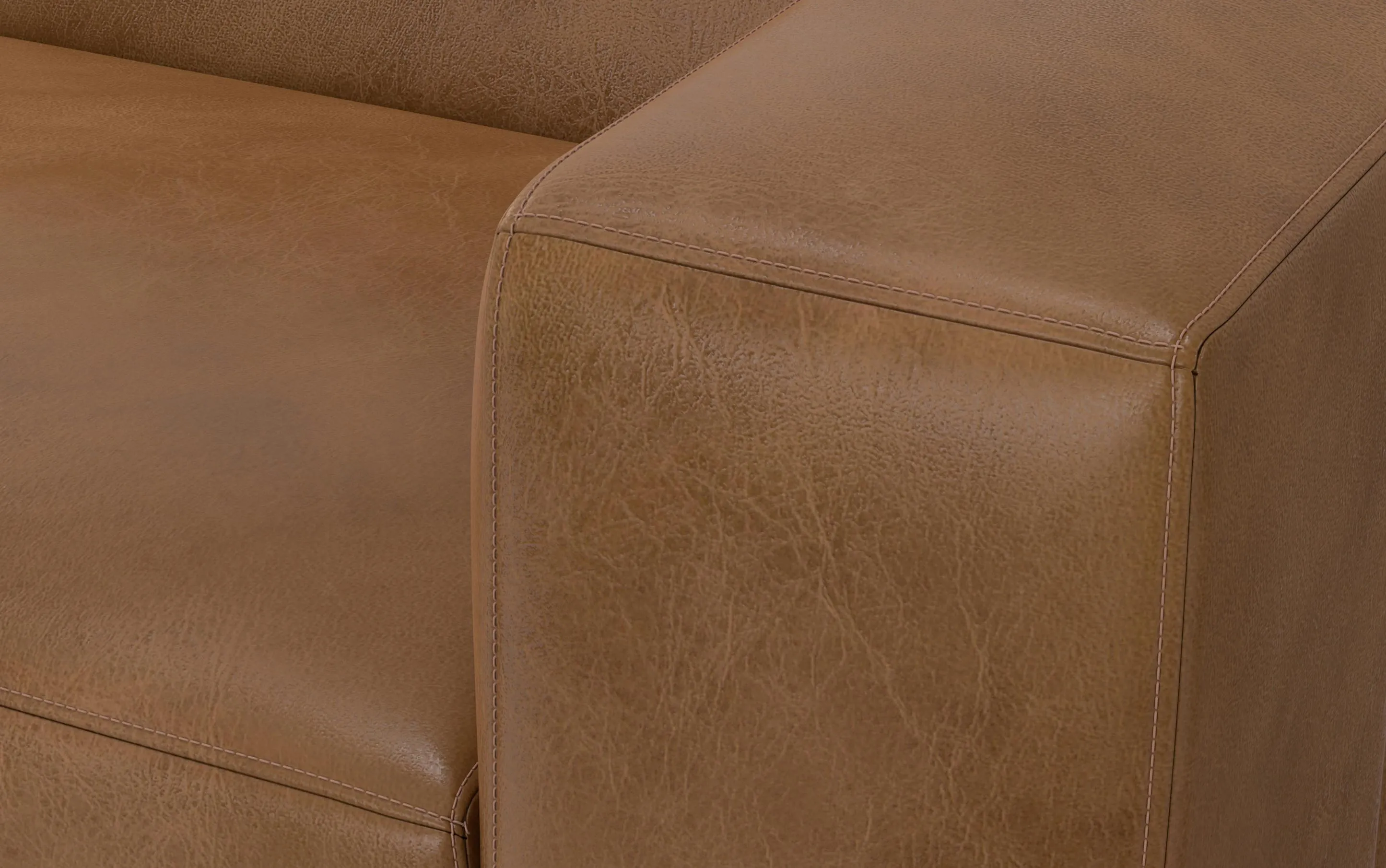 Rex Left Sectional and Ottoman in Genuine Leather
