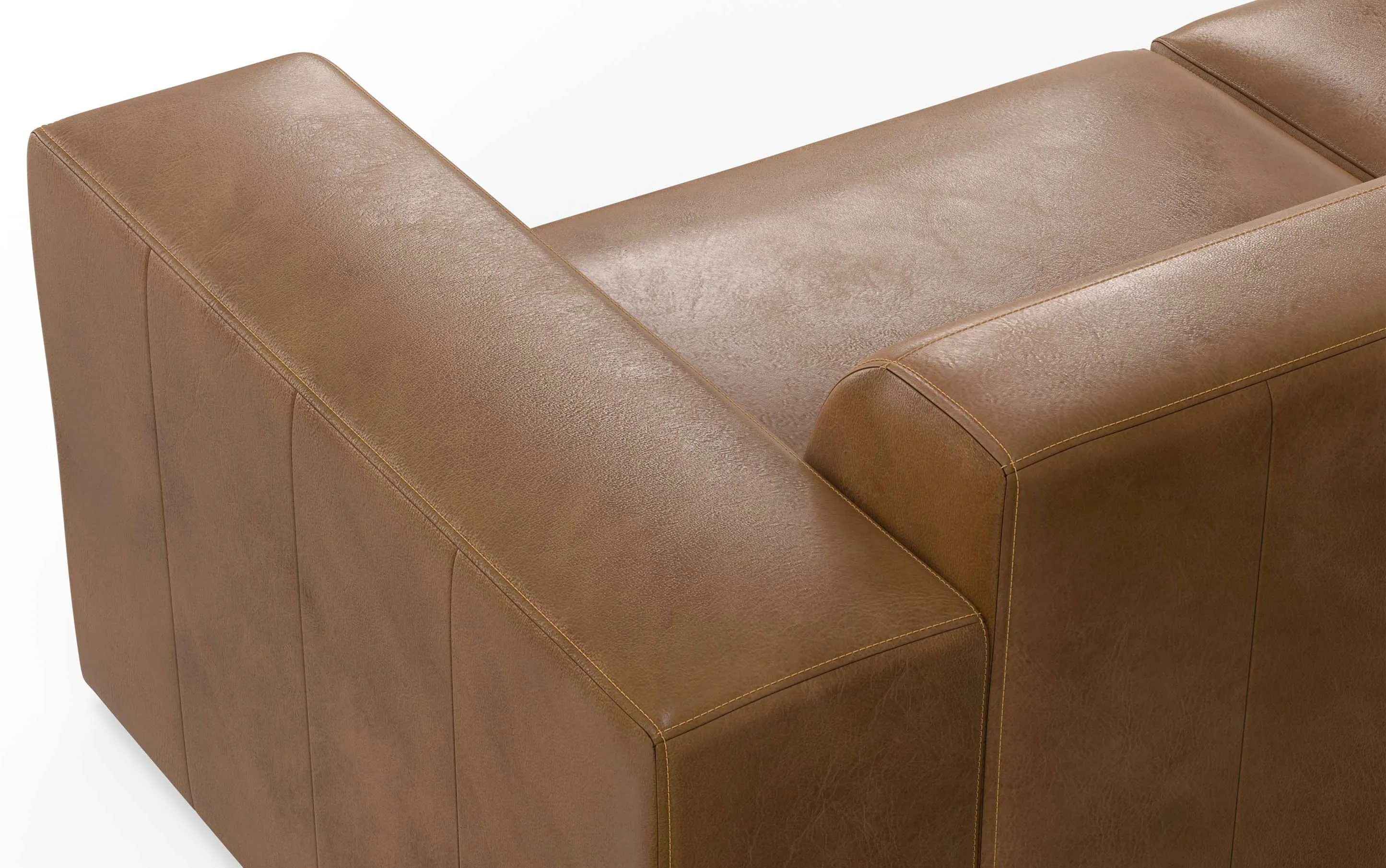 Rex Left Sectional and Ottoman in Genuine Leather