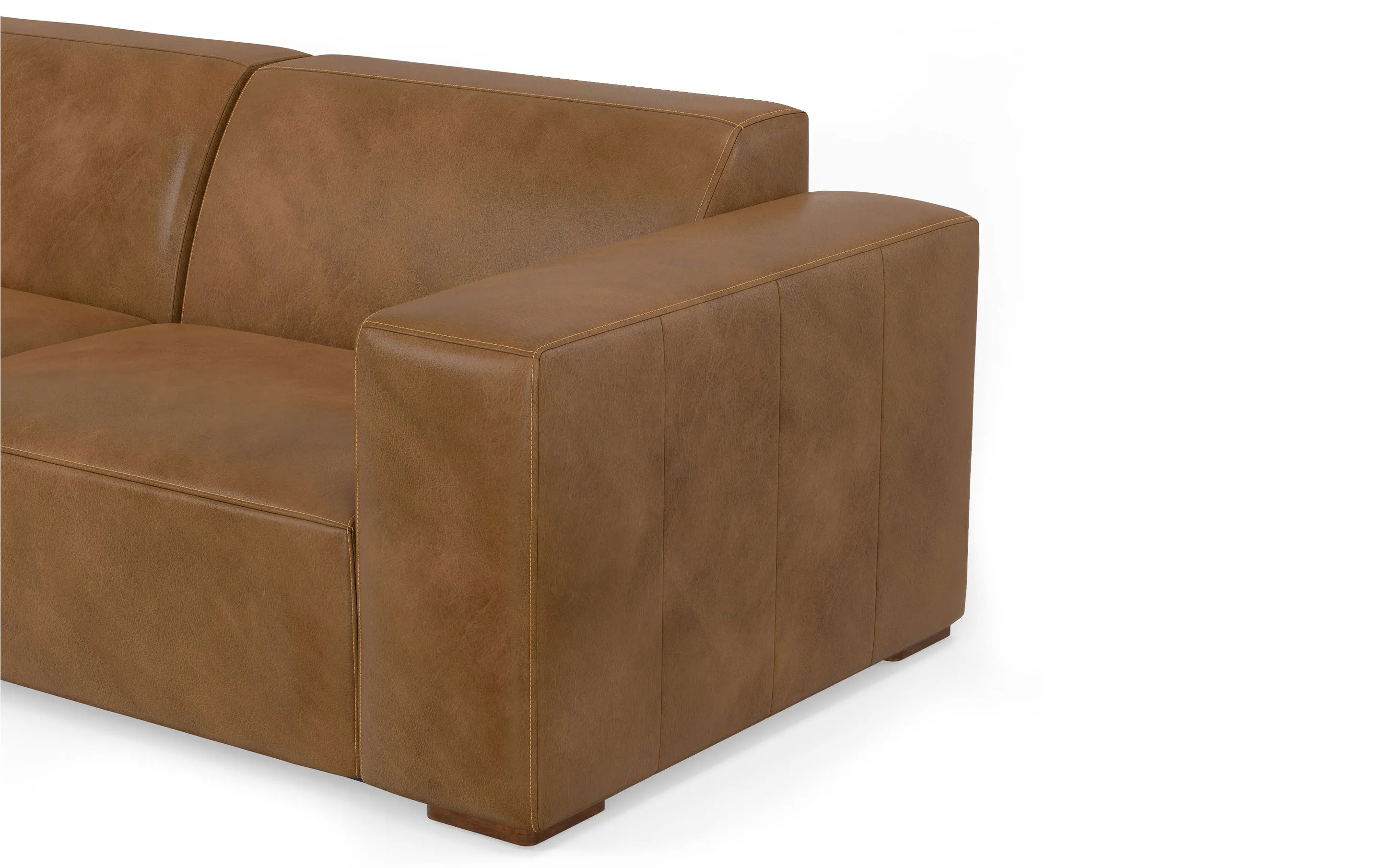 Rex Left Sectional and Ottoman in Genuine Leather