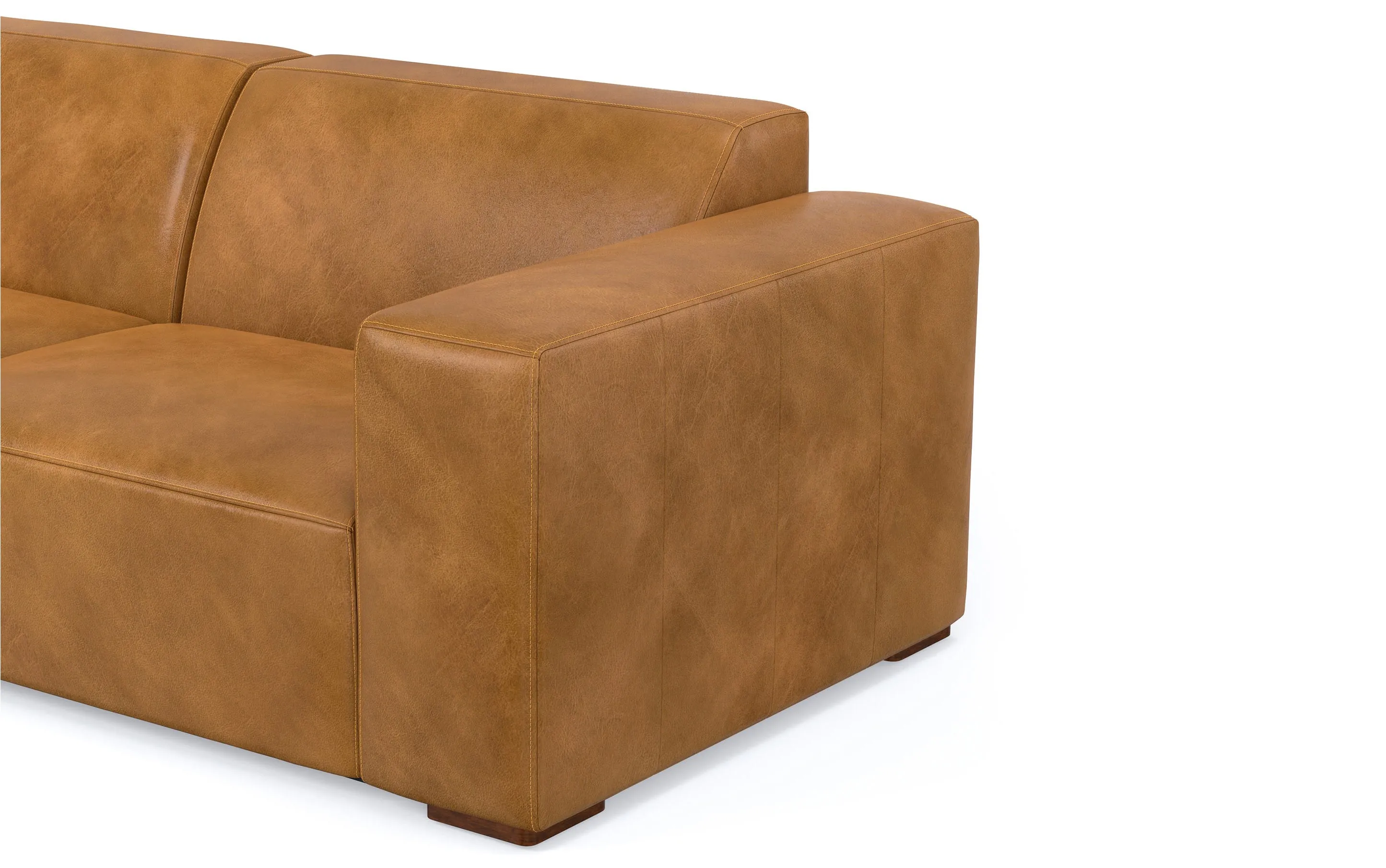 Rex Left Sectional and Ottoman in Genuine Leather