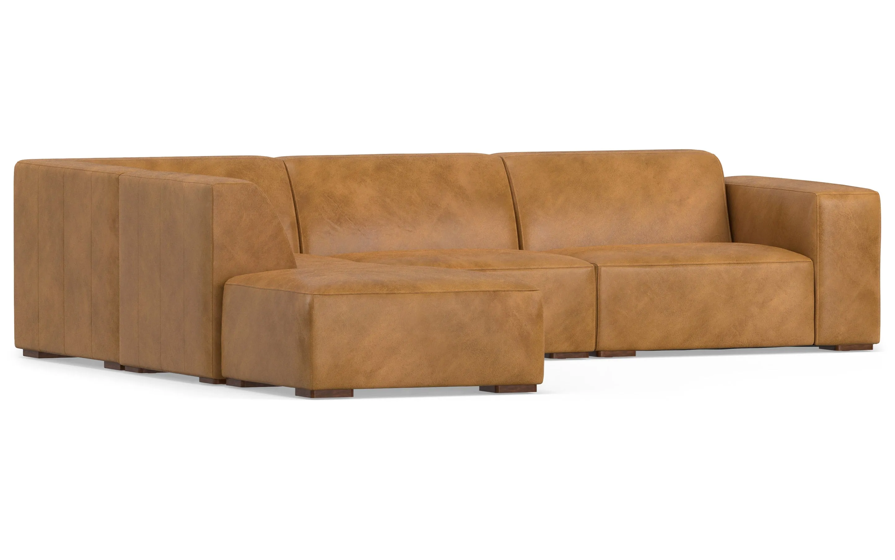 Rex Left Sectional and Ottoman in Genuine Leather