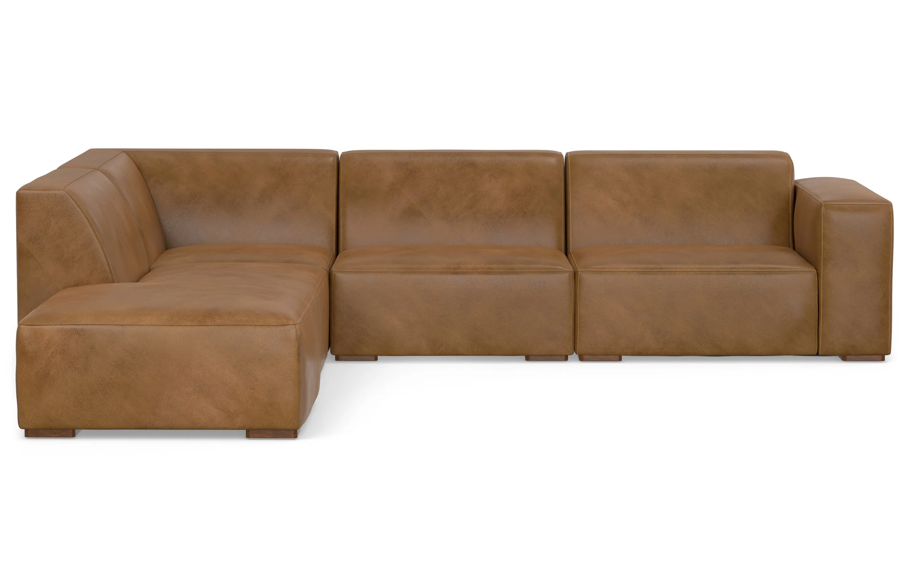 Rex Left Sectional and Ottoman in Genuine Leather