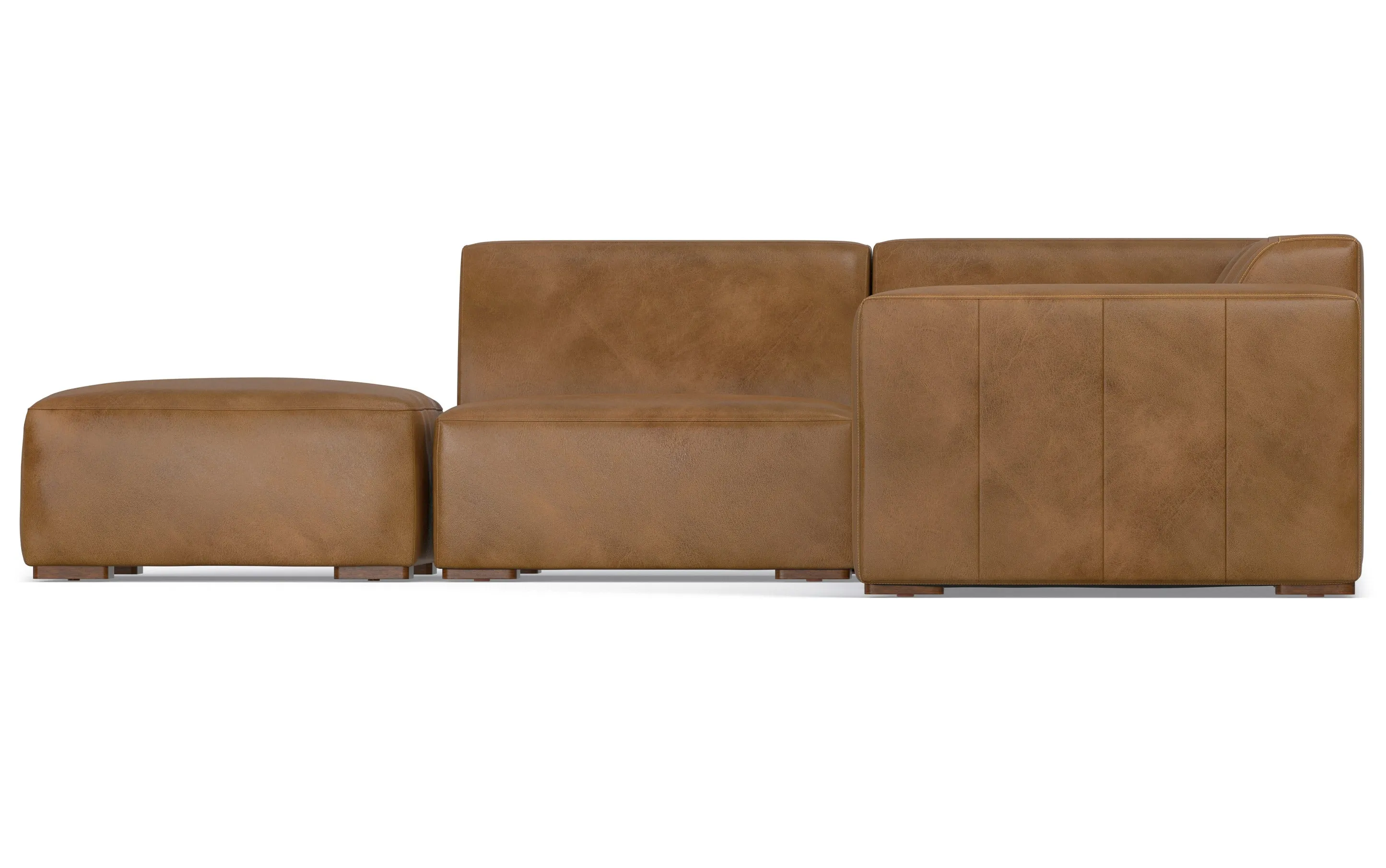 Rex Left Sectional and Ottoman in Genuine Leather