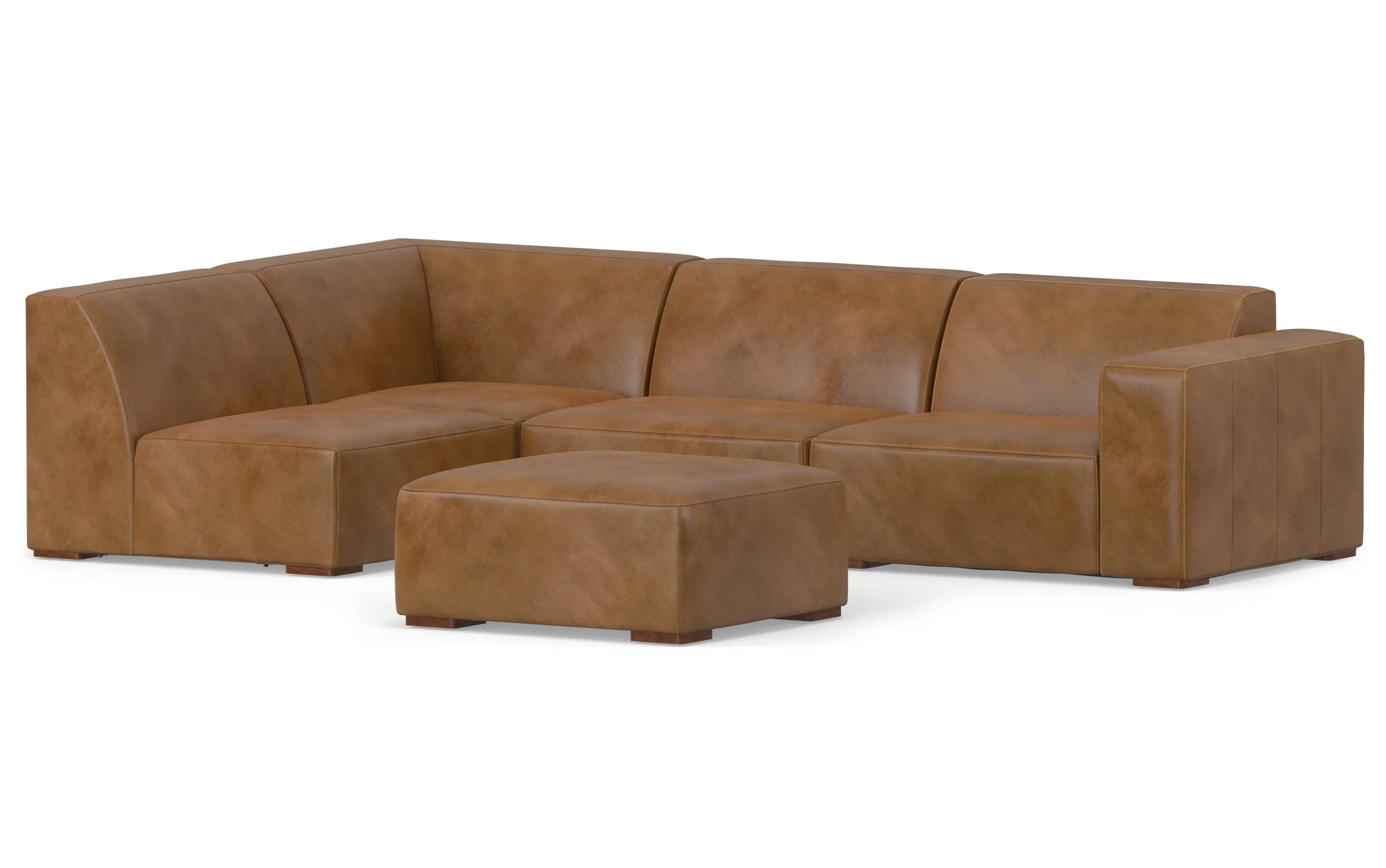 Rex Left Sectional and Ottoman in Genuine Leather