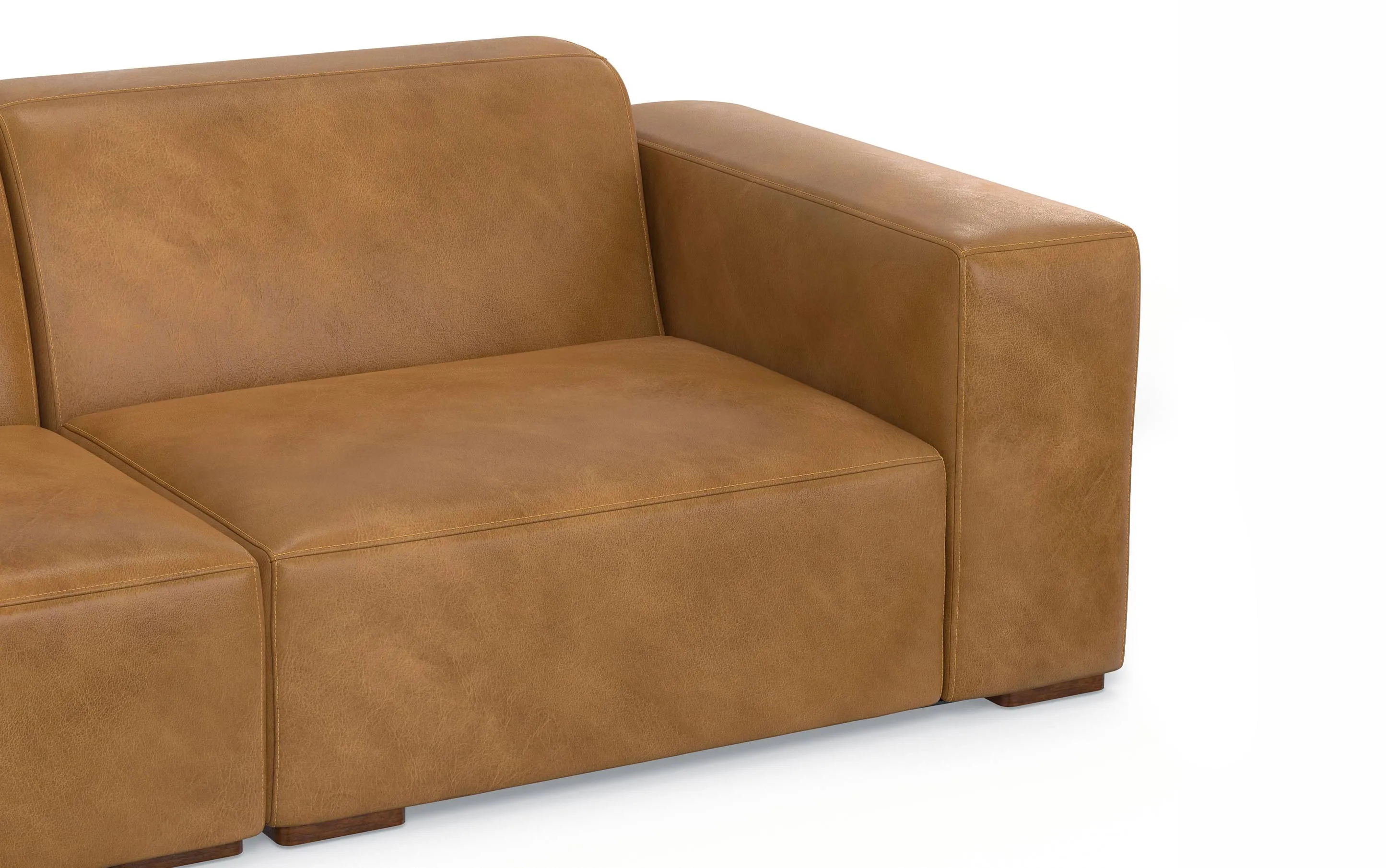 Rex Left Sectional and Ottoman in Genuine Leather