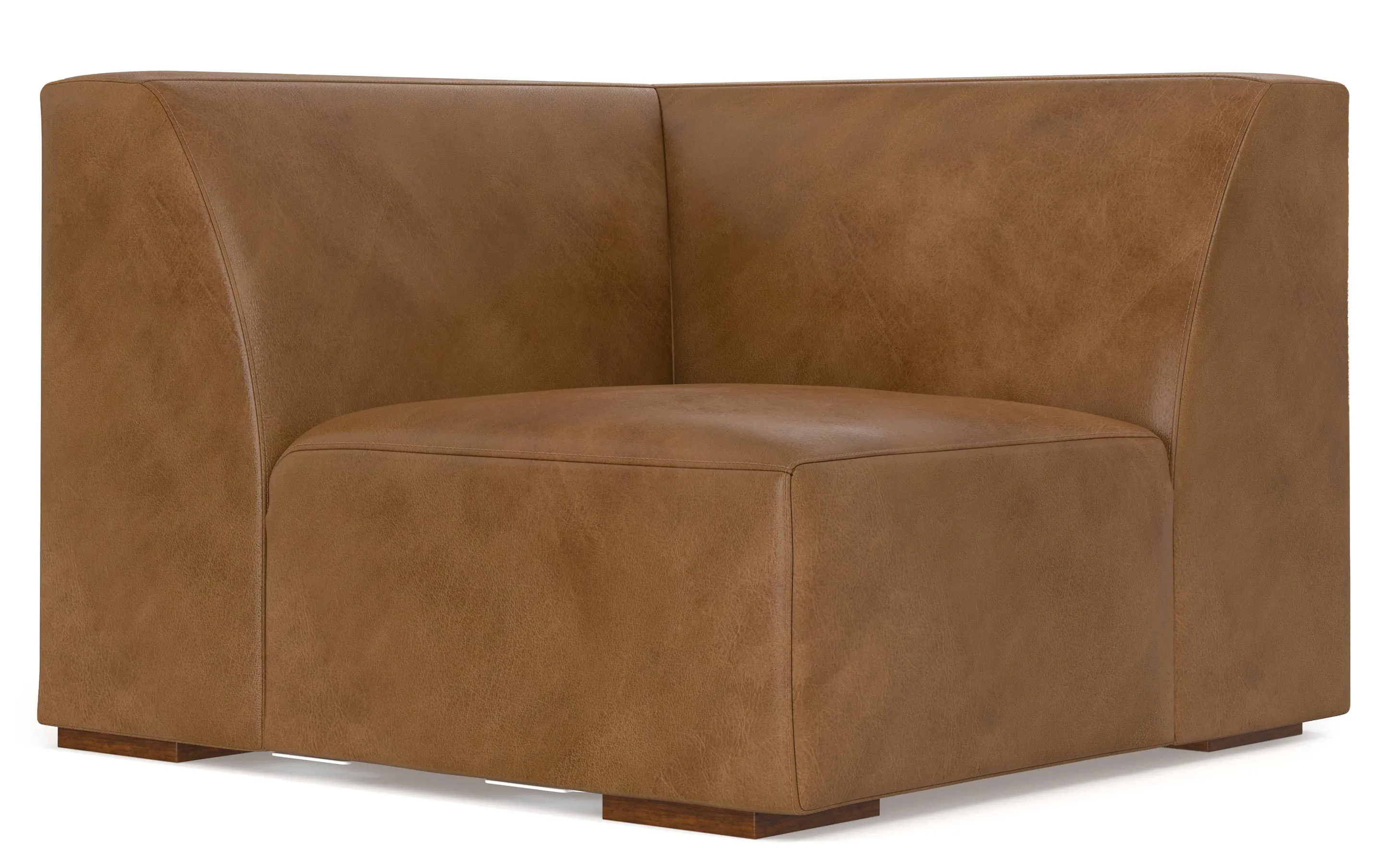 Rex Left Sectional and Ottoman in Genuine Leather