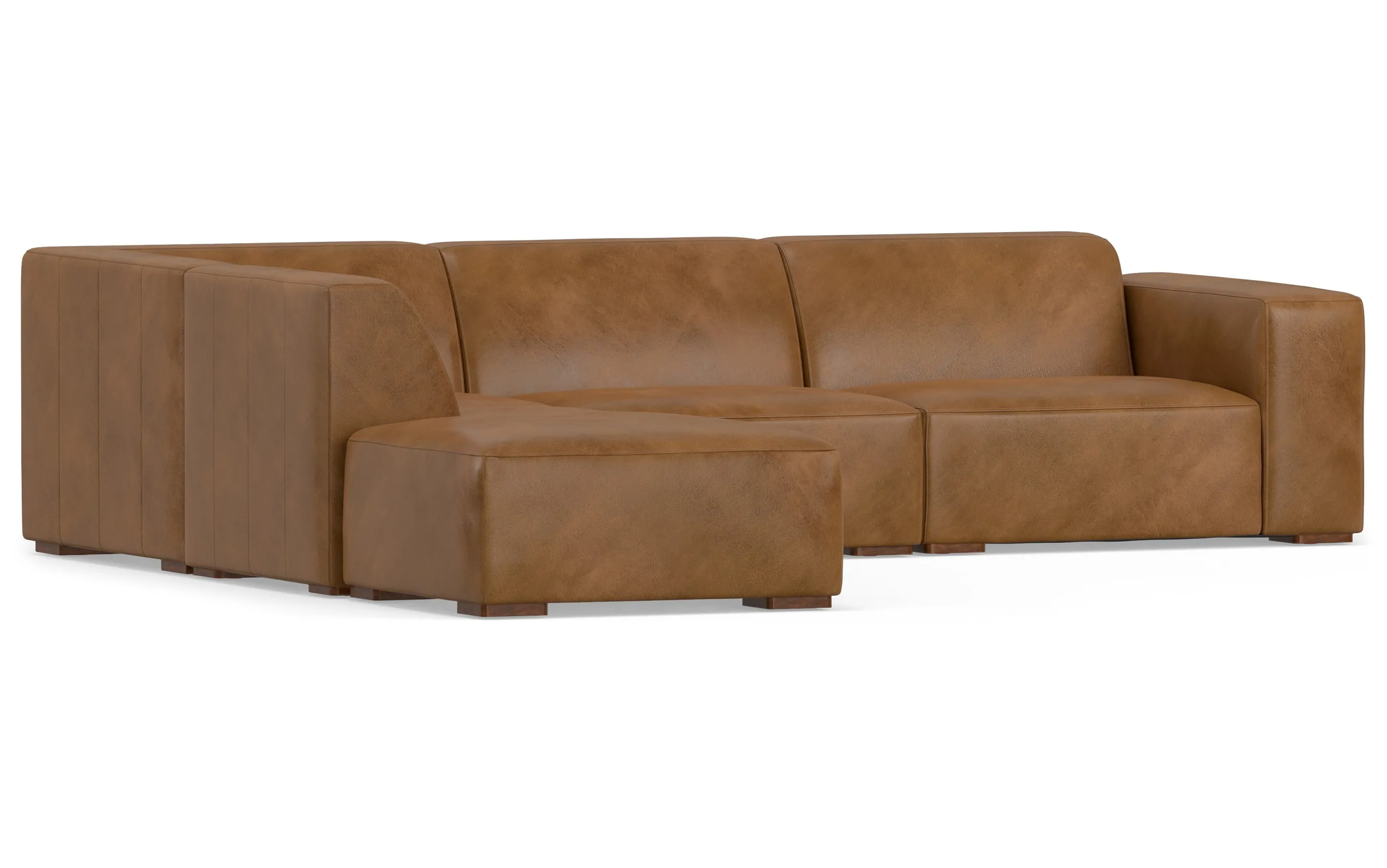 Rex Left Sectional and Ottoman in Genuine Leather
