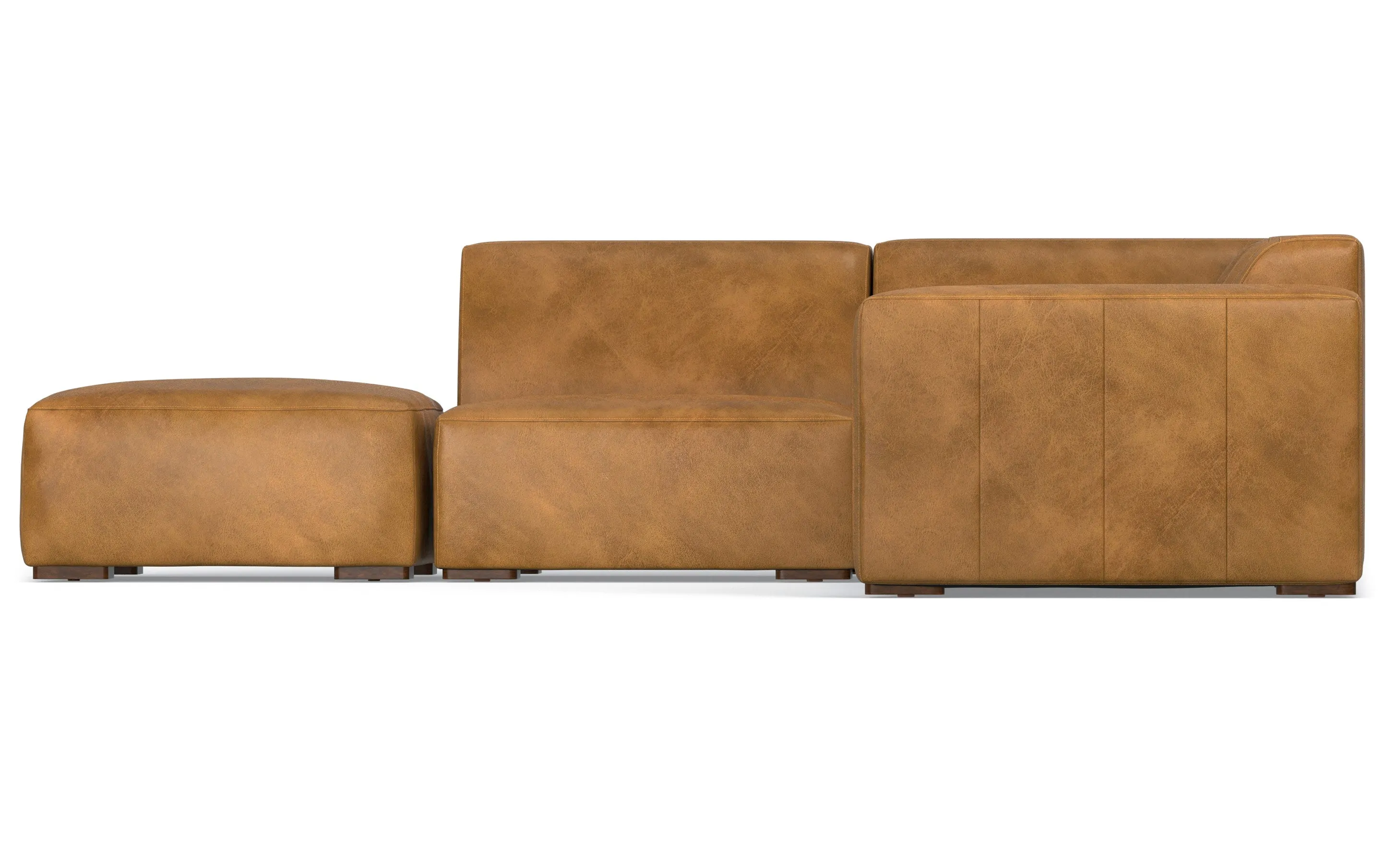 Rex Left Sectional and Ottoman in Genuine Leather