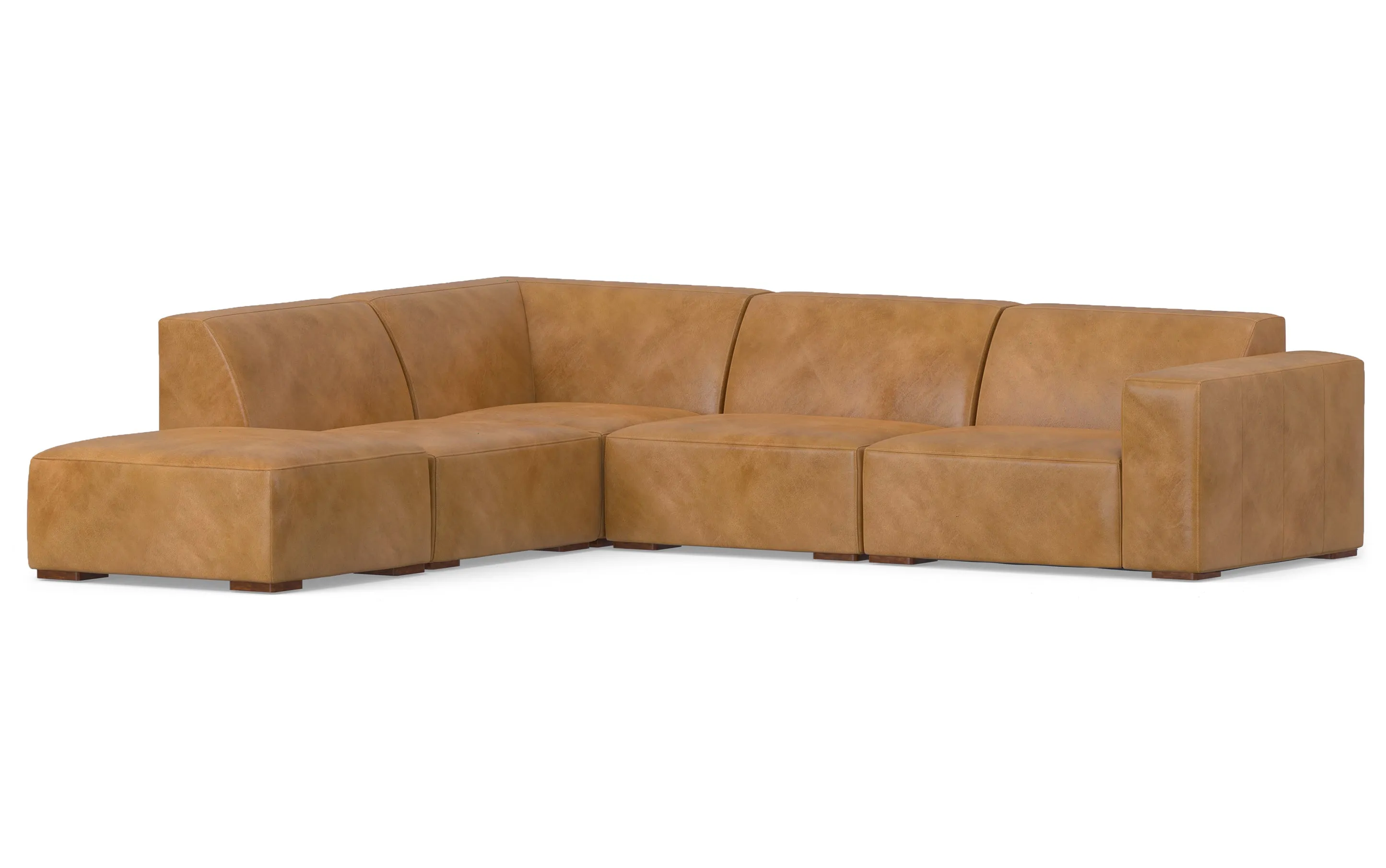 Rex Left Sectional and Ottoman in Genuine Leather