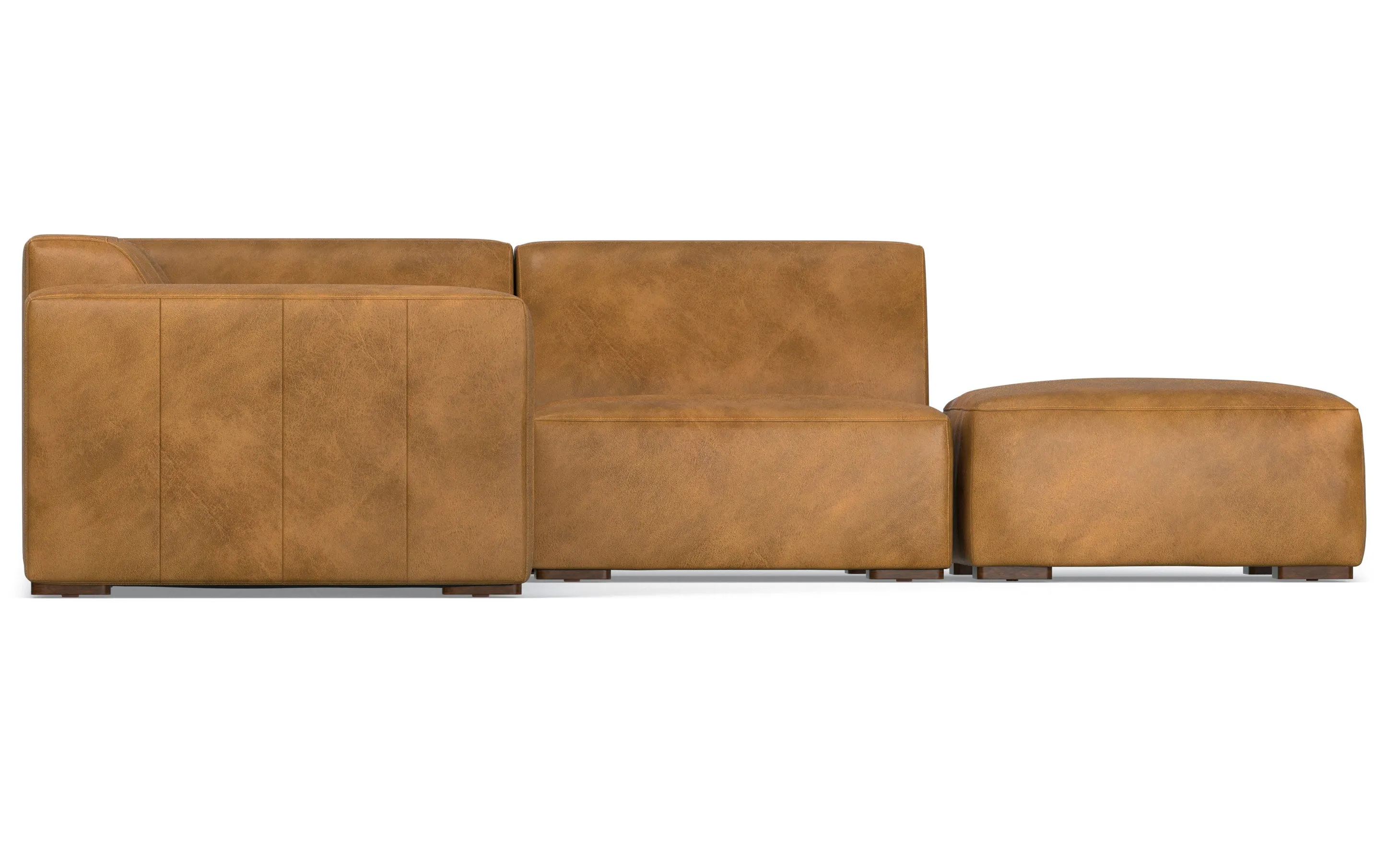 Rex Right Sectional and Ottoman in Genuine Leather