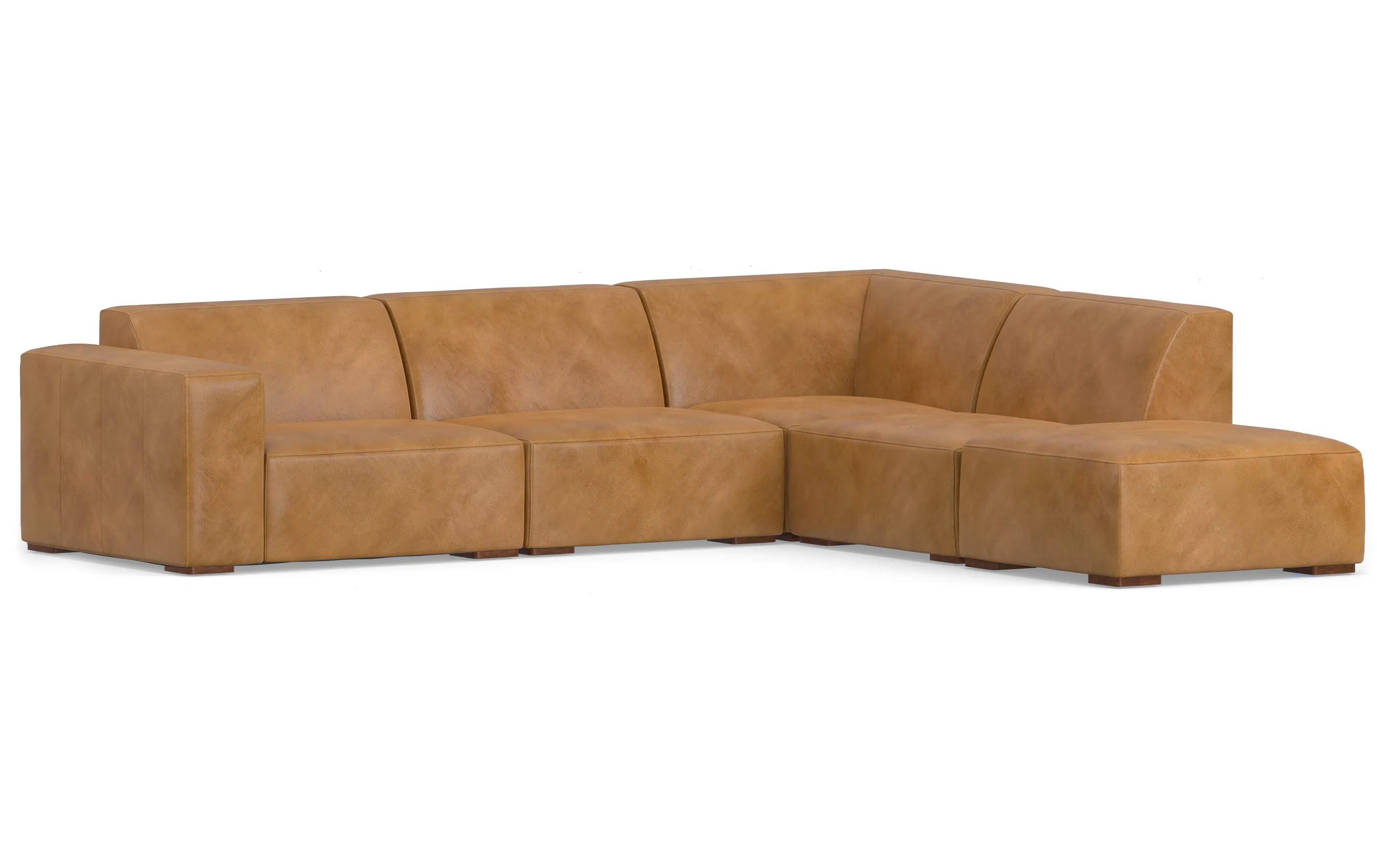 Rex Right Sectional and Ottoman in Genuine Leather