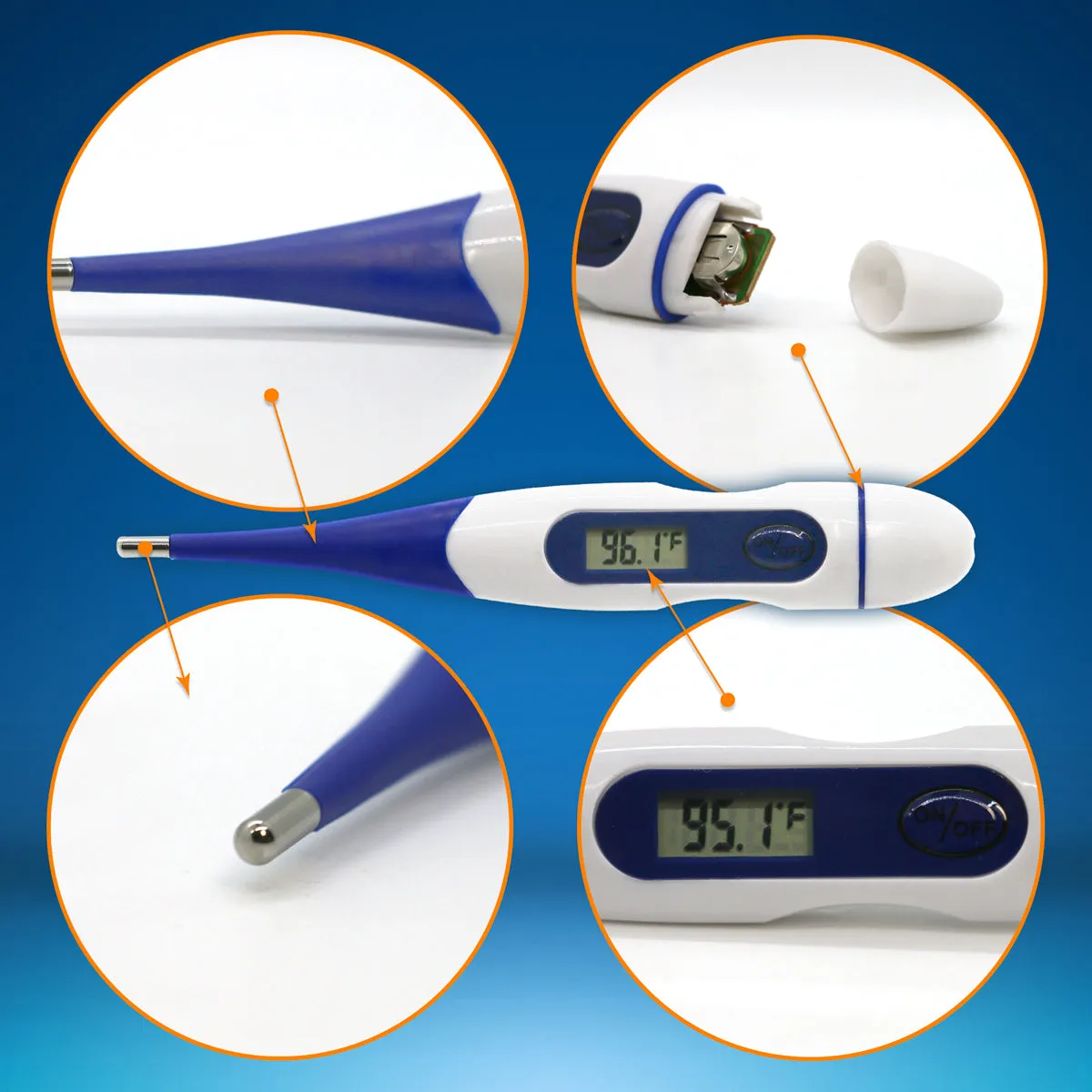 RightCare Digital Thermometer for Oral, Armpit, and Body Temperature with Flexible Soft Tip for Easy Fast Results, All Ages