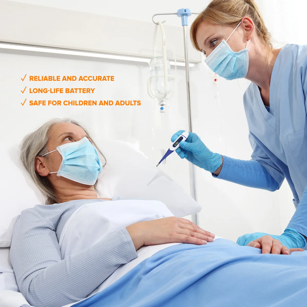 RightCare Digital Thermometer for Oral, Armpit, and Body Temperature with Flexible Soft Tip for Easy Fast Results, All Ages