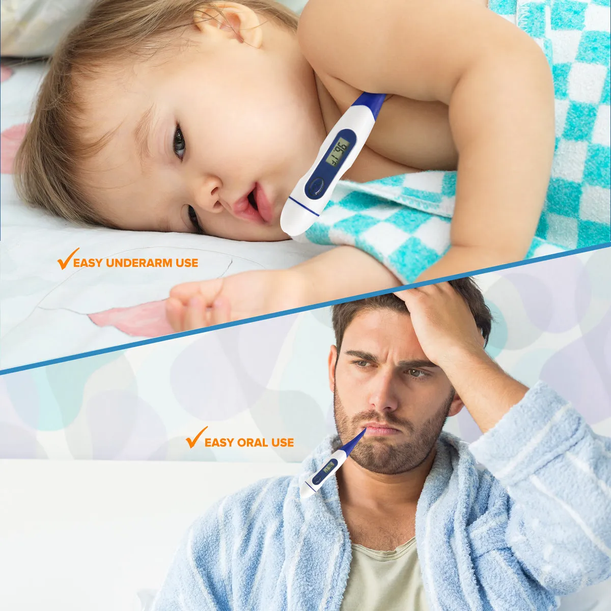 RightCare Digital Thermometer for Oral, Armpit, and Body Temperature with Flexible Soft Tip for Easy Fast Results, All Ages