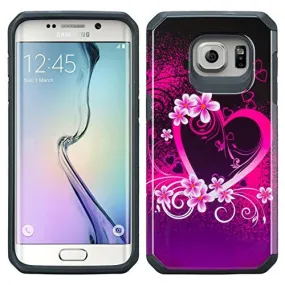 Samsung Galaxy S7 Edge Case, Hybrid Dual Layer Armor[Impact/Shock Resistant] Case for Galaxy S7 Edge - Heart Butterflies
