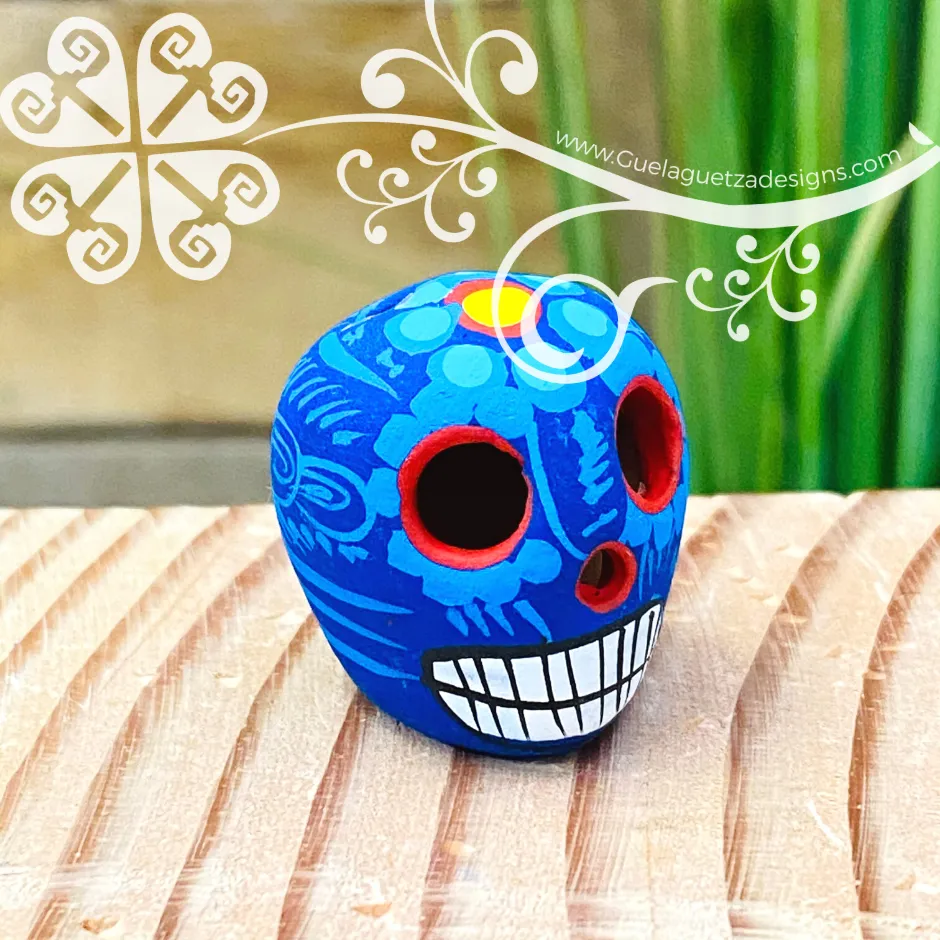 Set of 5 Extra Mini Hand Painted Sugar Skull  - Calaverita Guerrero