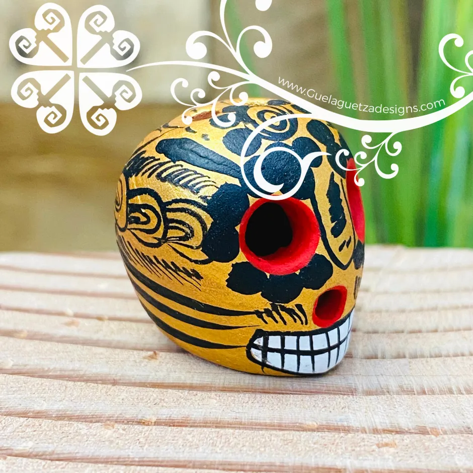 Set of 5 Extra Mini Hand Painted Sugar Skull  - Calaverita Guerrero