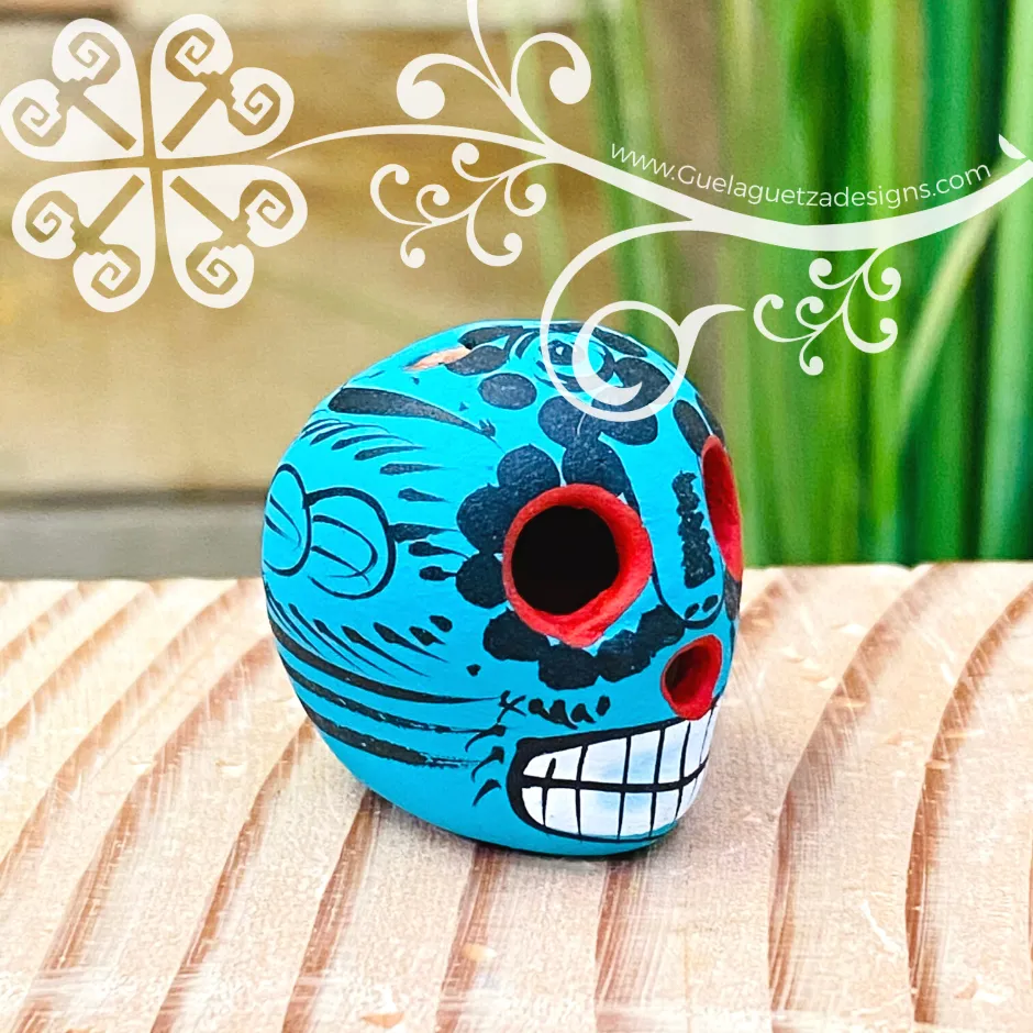 Set of 5 Extra Mini Hand Painted Sugar Skull  - Calaverita Guerrero