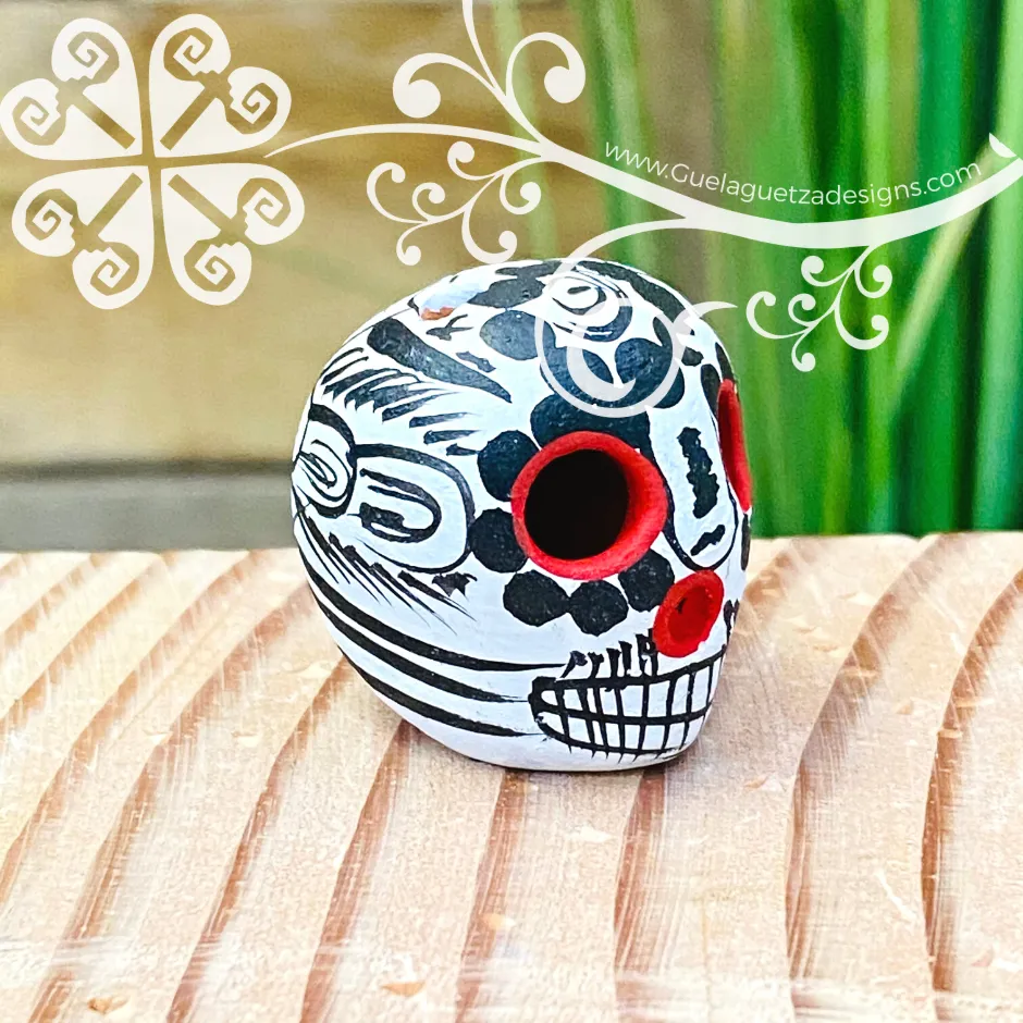 Set of 5 Mini Hand Painted Sugar Skull  - Calaverita Guerrero