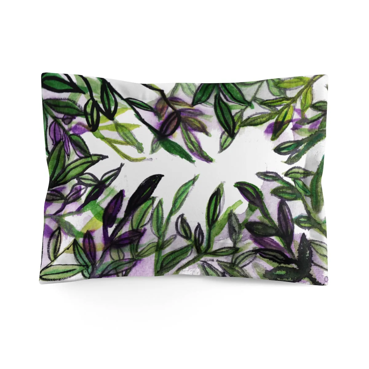 Sparkle Green Tropical Leaves Print Premium Quality Microfiber Pillow Sham Cover