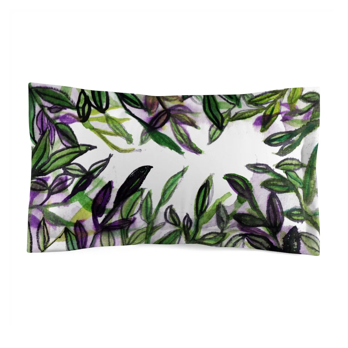 Sparkle Green Tropical Leaves Print Premium Quality Microfiber Pillow Sham Cover